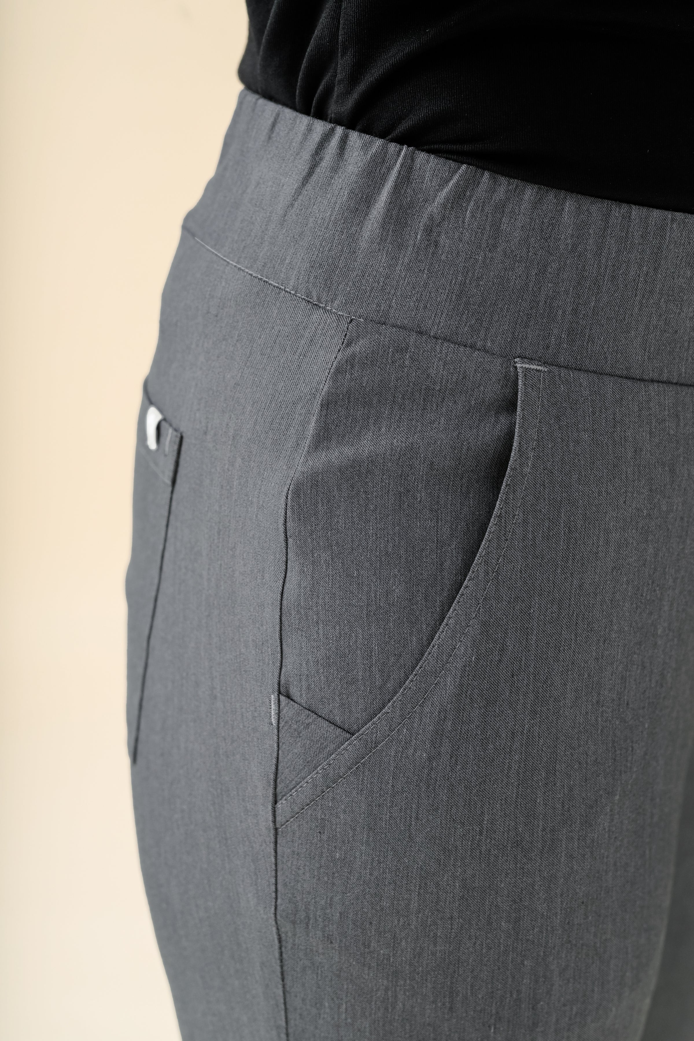 KAERE Hose Damen - Saumbündchen Kurzgr. ohne Beintaschen grau melange