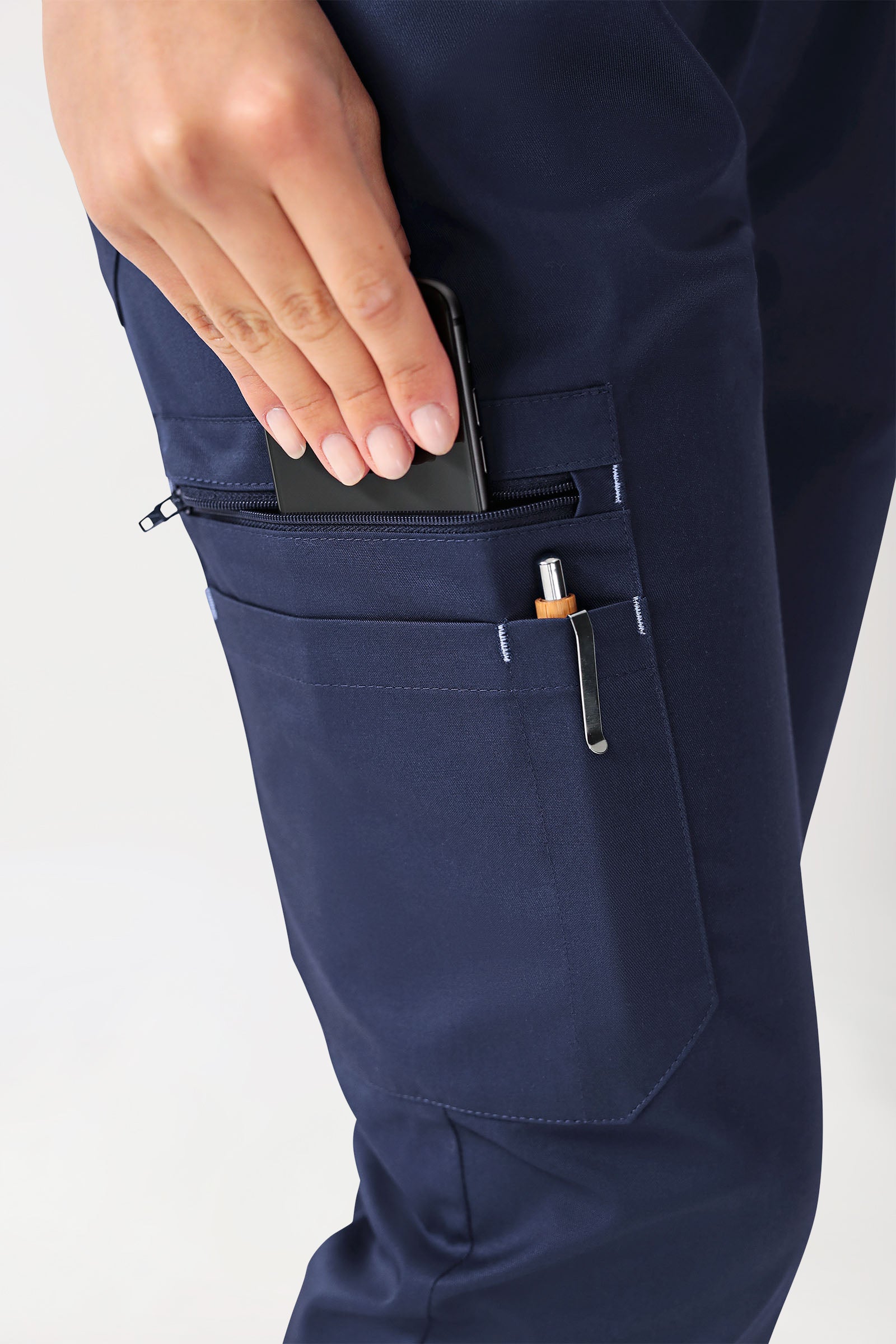 CLINIC STRETCH Hose Damen - gerader Saum Kurzgr. navy/himmelblau