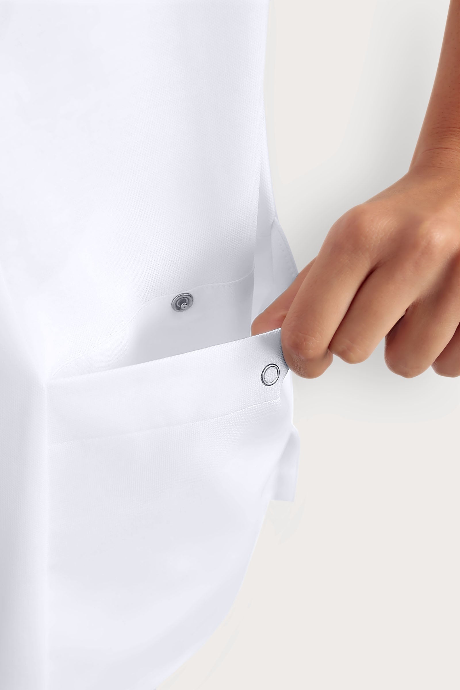 COMFY FLEX Stretch Schlupfkasack Damen - mit Druckknöpfen weiss