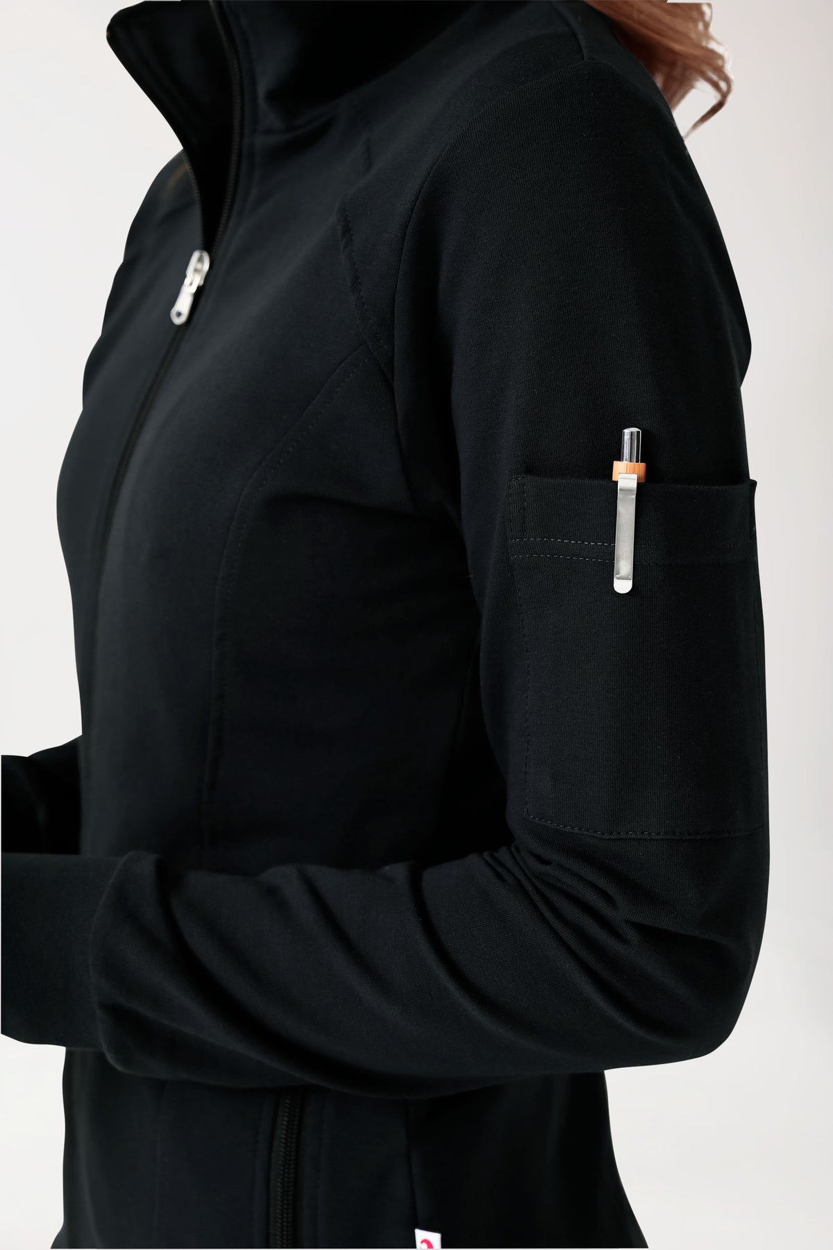 Sweatjacke Damen - Stehkragen schwarz