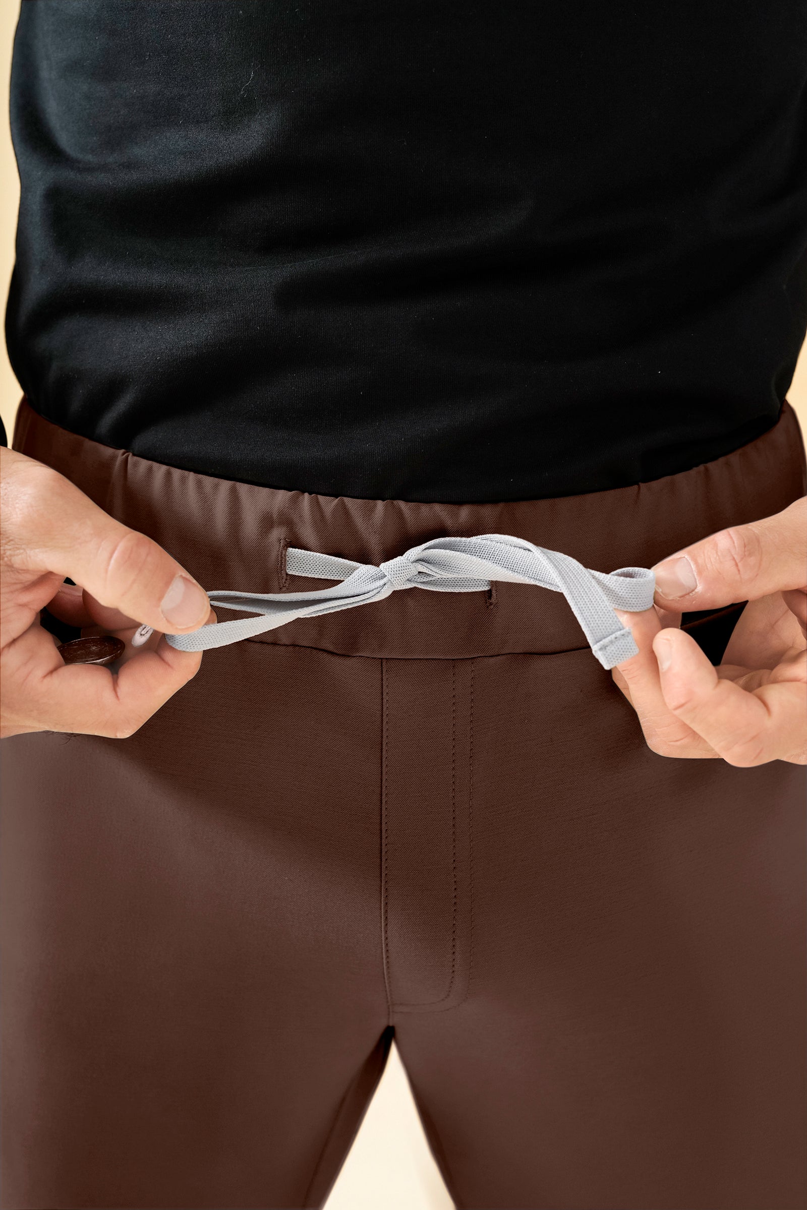 KAERE Hose Herren - Saumbündchen Kurzgr. ohne Beintaschen coffee