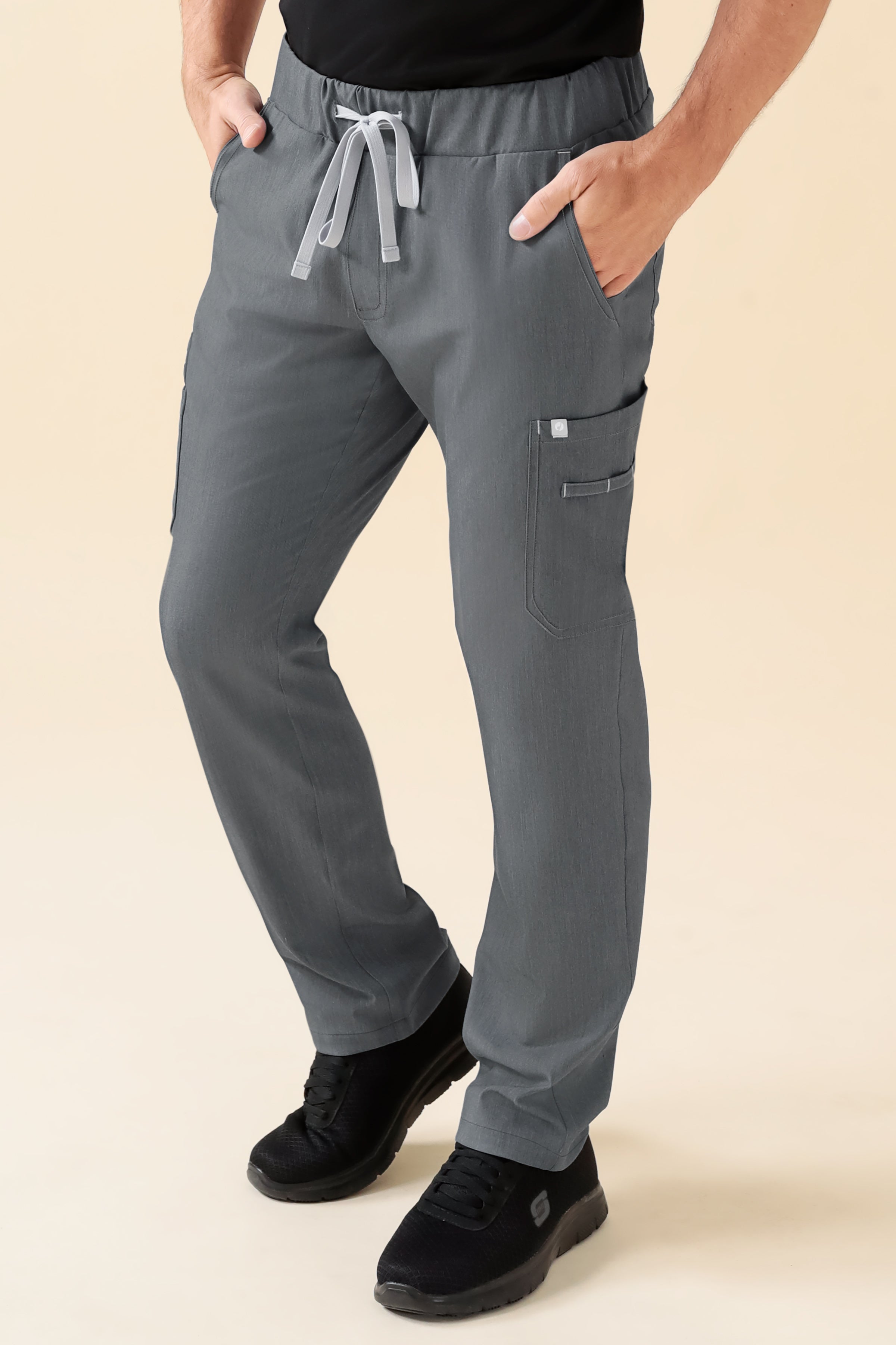 KAERE Hose Herren - gerader Saum Kurzgr. mit Beintaschen grau melange