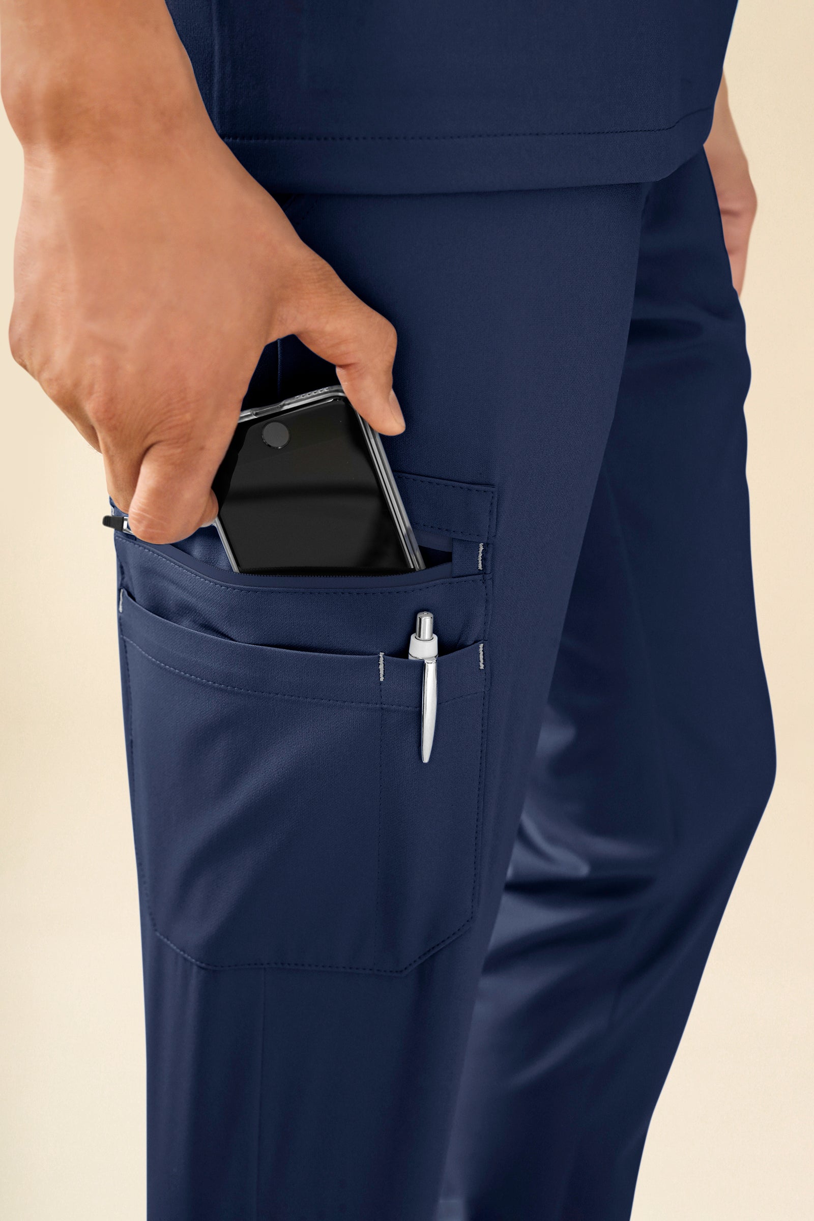 KAERE Hose Herren - gerader Saum Kurzgr. mit Beintaschen navy