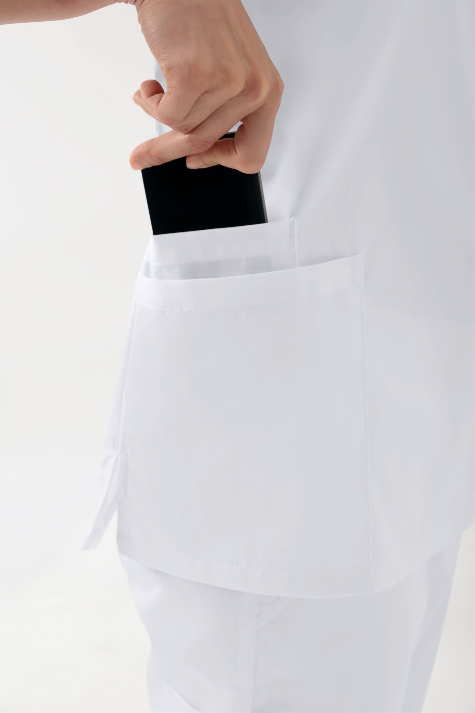 GREEN Stretch Schlupfkasack Damen - V-Ausschnitt weiss