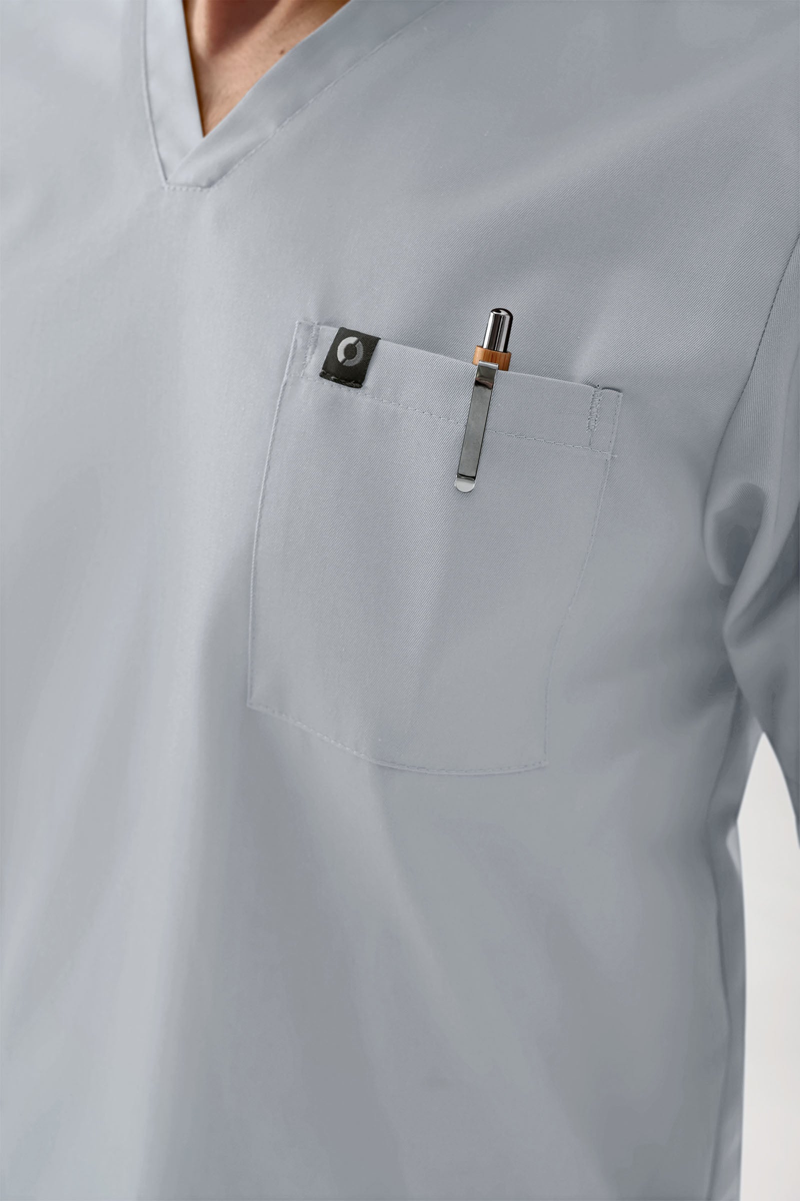 GREEN Stretch Schlupfkasack Herren - V-Ausschnitt perlgrau