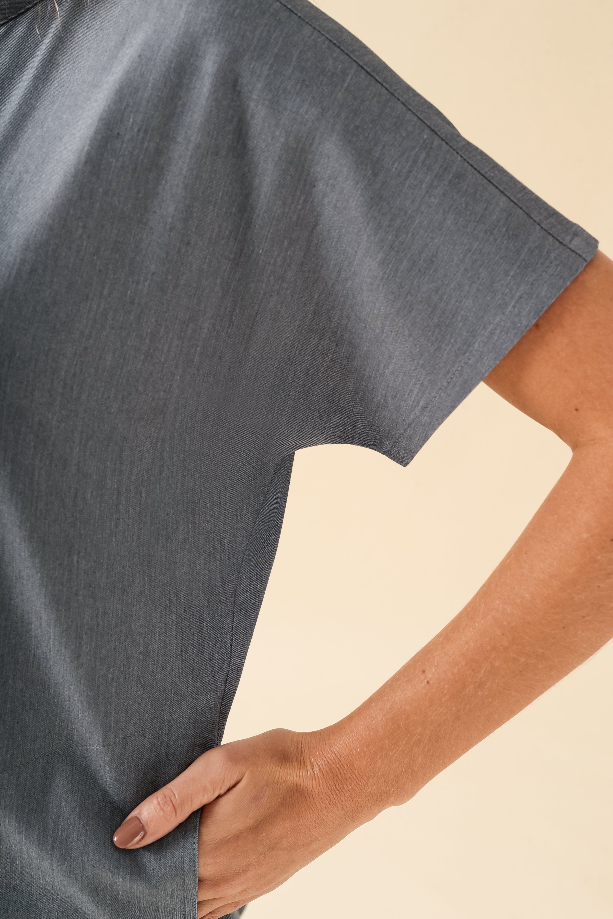 KAERE Schlupfkasack Damen - Stehkragen grau melange