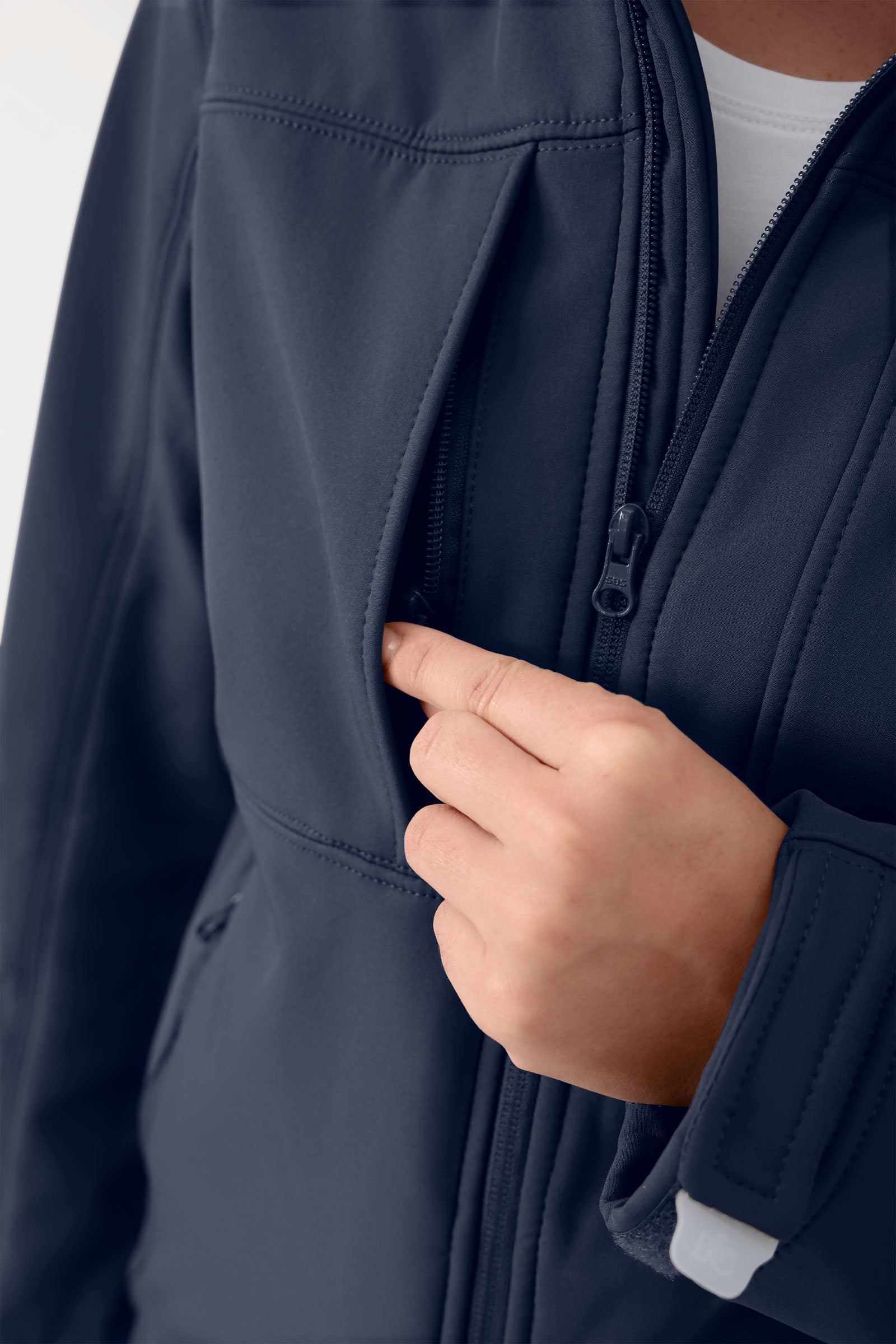 Softshell Jacken Unisex - abnehmbare Kapuze navy