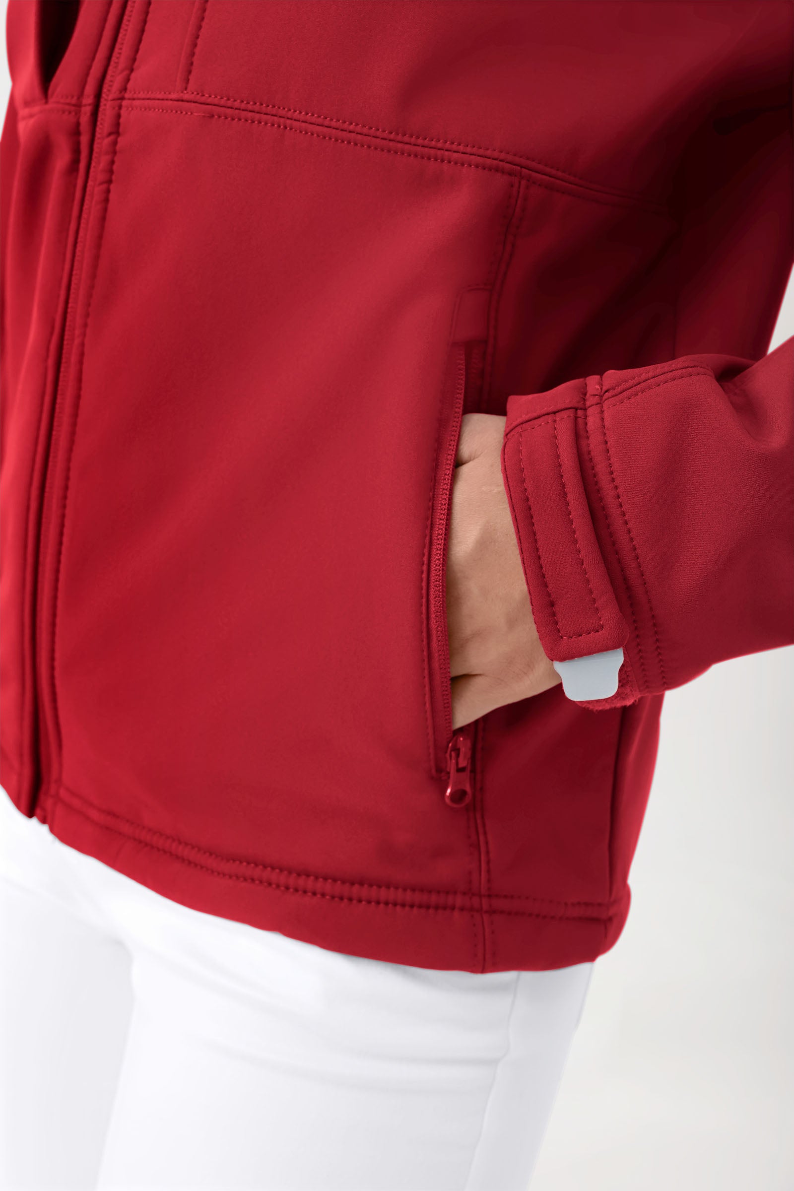 Softshell Jacke Unisex - abnehmbare Kapuze rot