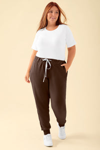 KAERE Hose Damen Normale Grösse - Saumabschluss mit Strickbund coffee