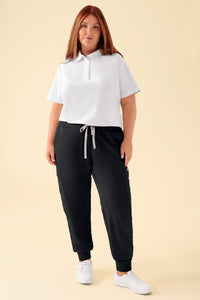 KAERE Hose Damen - Saumbündchen mit Beintaschen schwarz