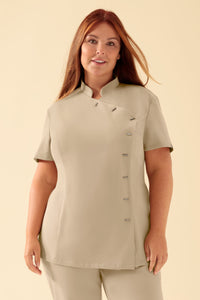 KAERE Kasack Damen - asymmetrische Knopfleiste sand