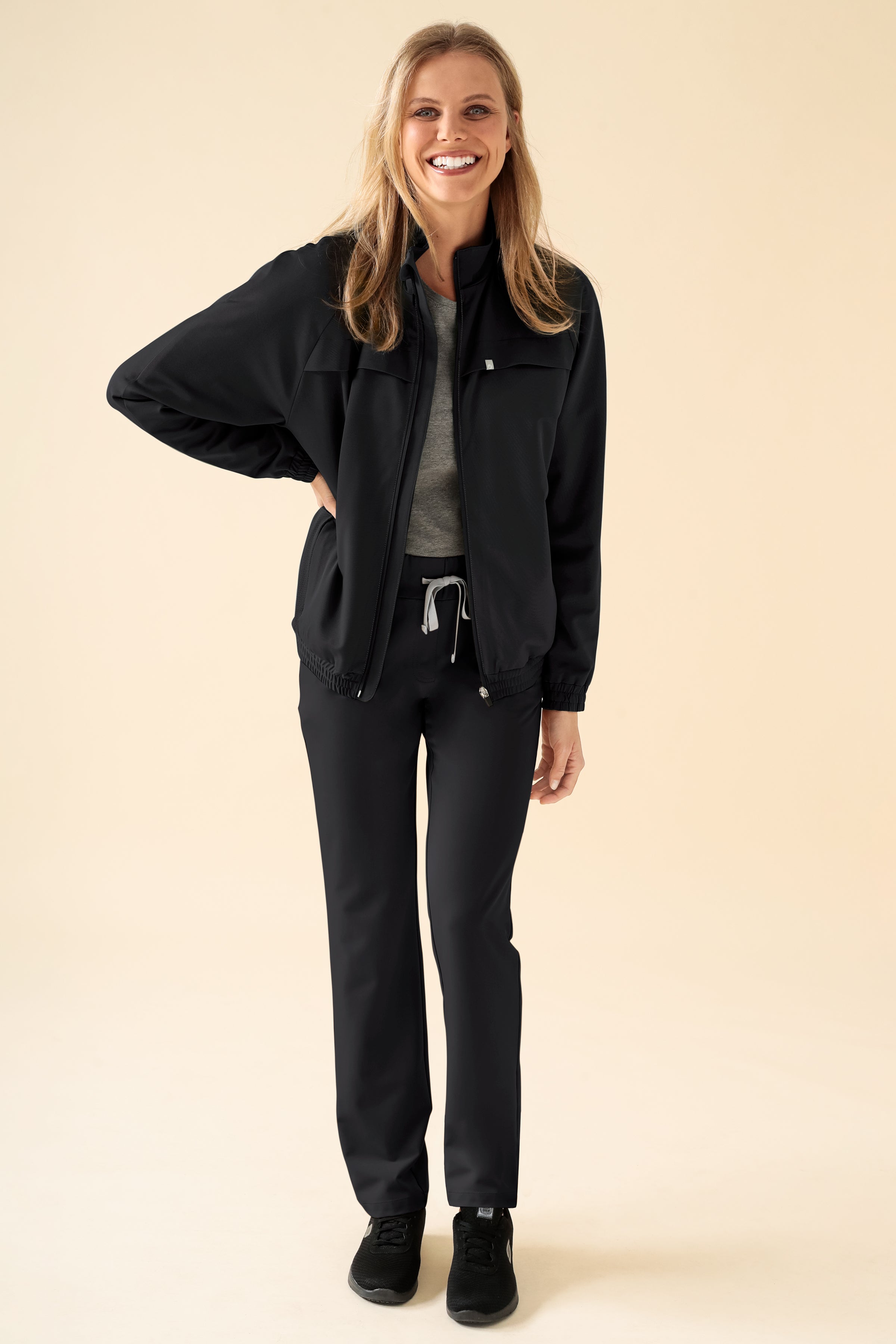 KAERE Blousonjacke Damen - mit elastischen Bündchen schwarz, Vue de face 