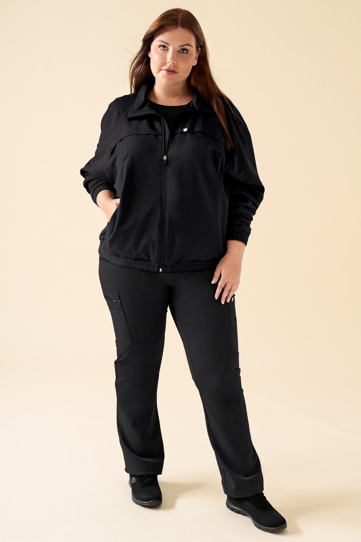 KAERE Blousonjacke Damen - mit elastischen Bündchen schwarz, Vorderansicht 