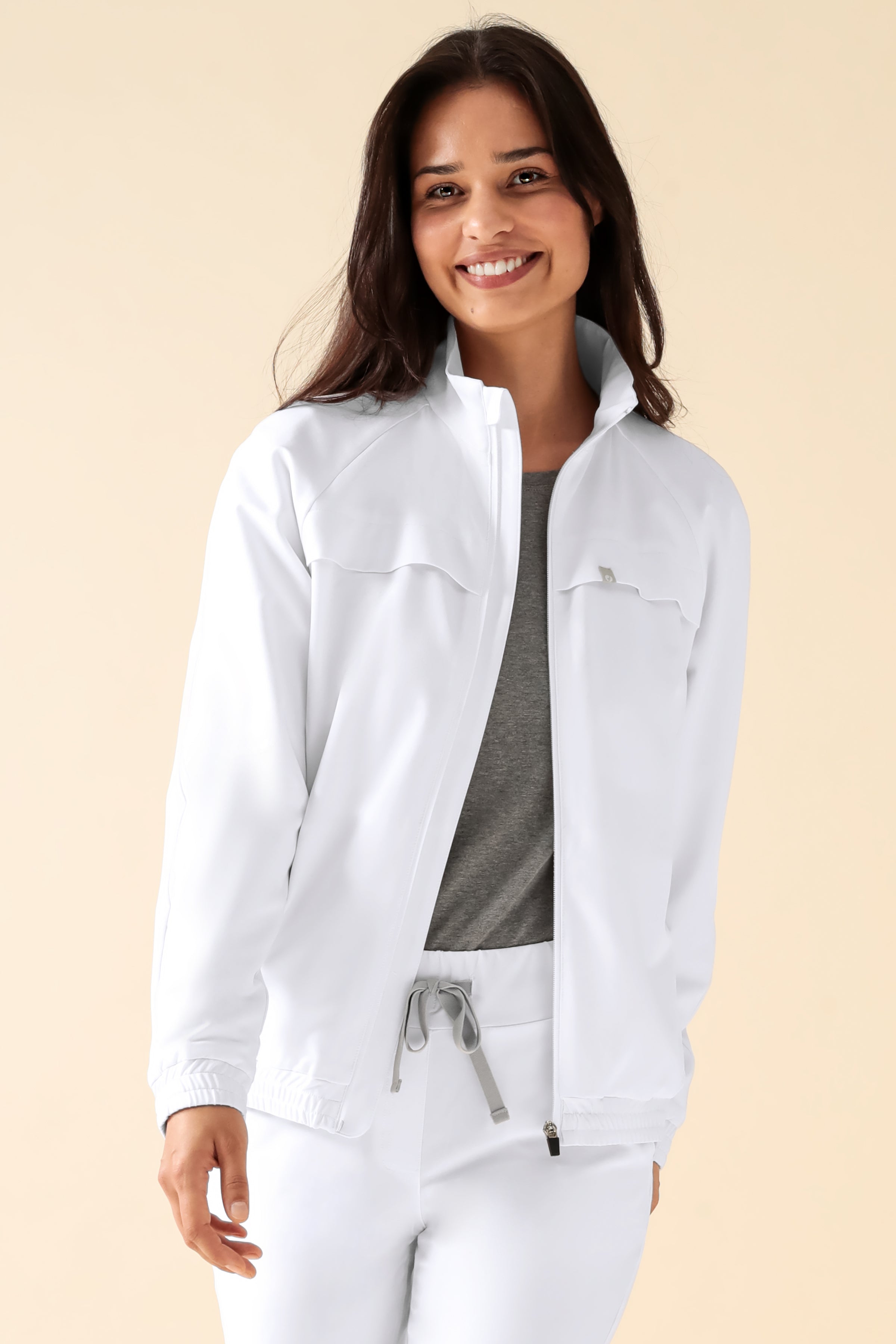 KAERE Blousonjacke Damen - mit elastischen Bündchen weiss, Vorderansicht 