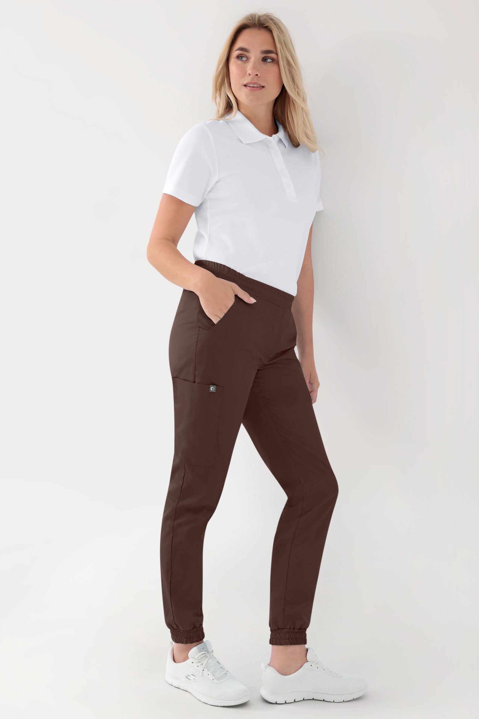GREEN Stretch Hose Damen - Jogpants Style coffee