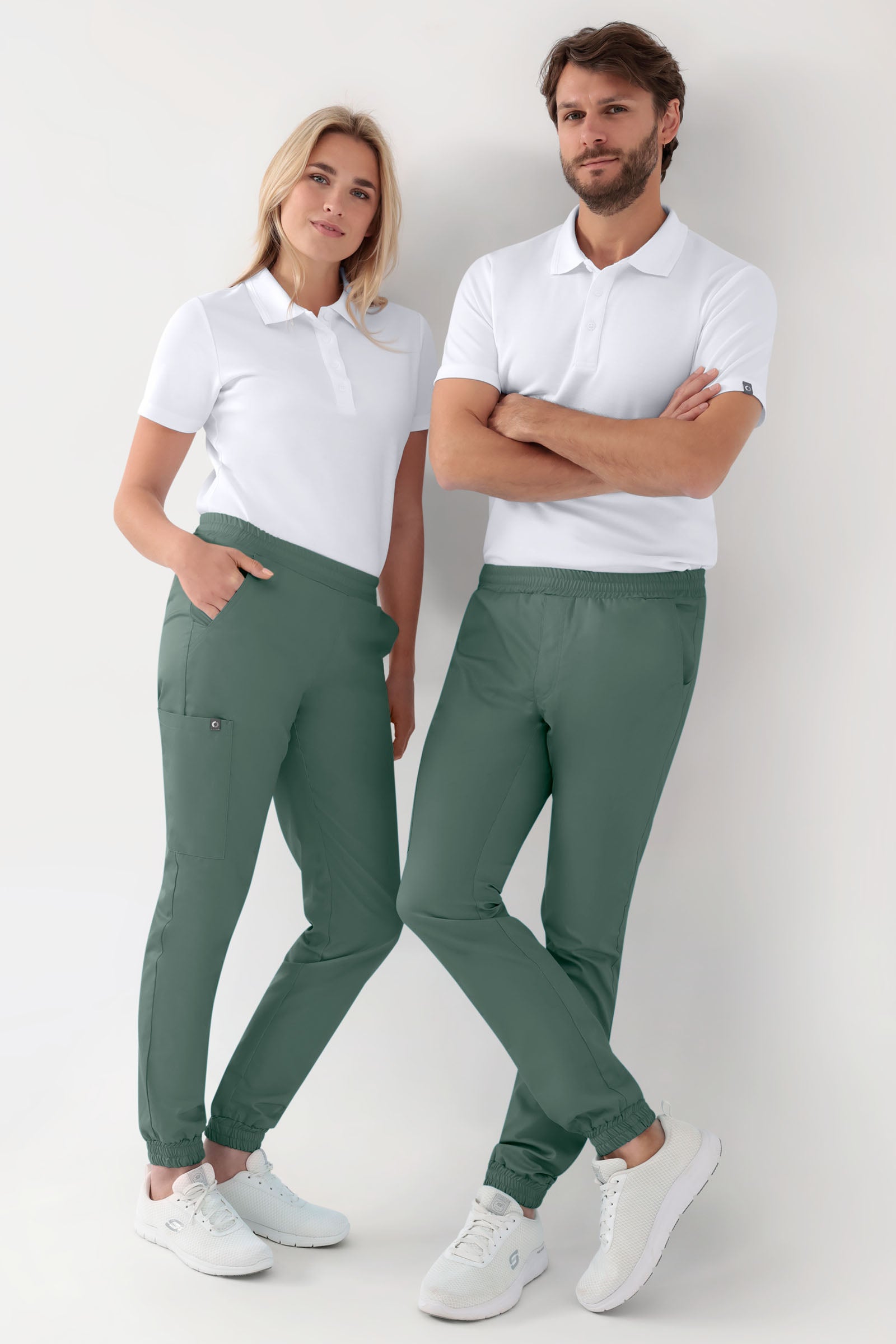 GREEN Stretch Hose Damen - Jogpants Style dunkelgrün, Vue de face 