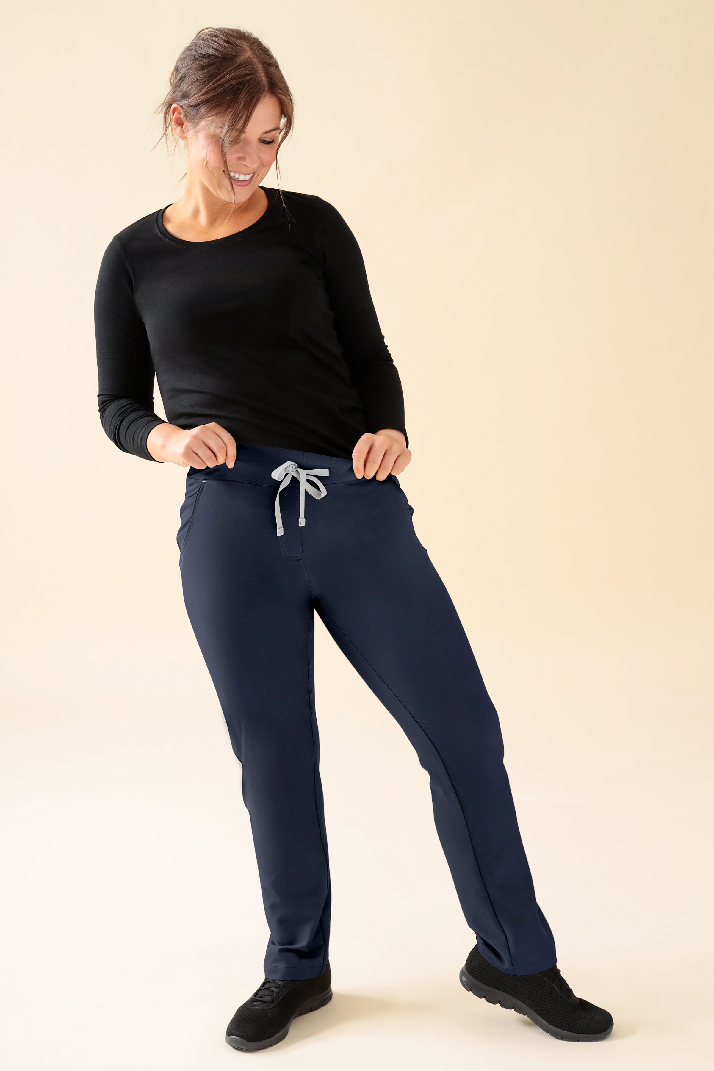 KAERE Hose Damen - gerader Saum Kurzgr. ohne Beintaschen navy