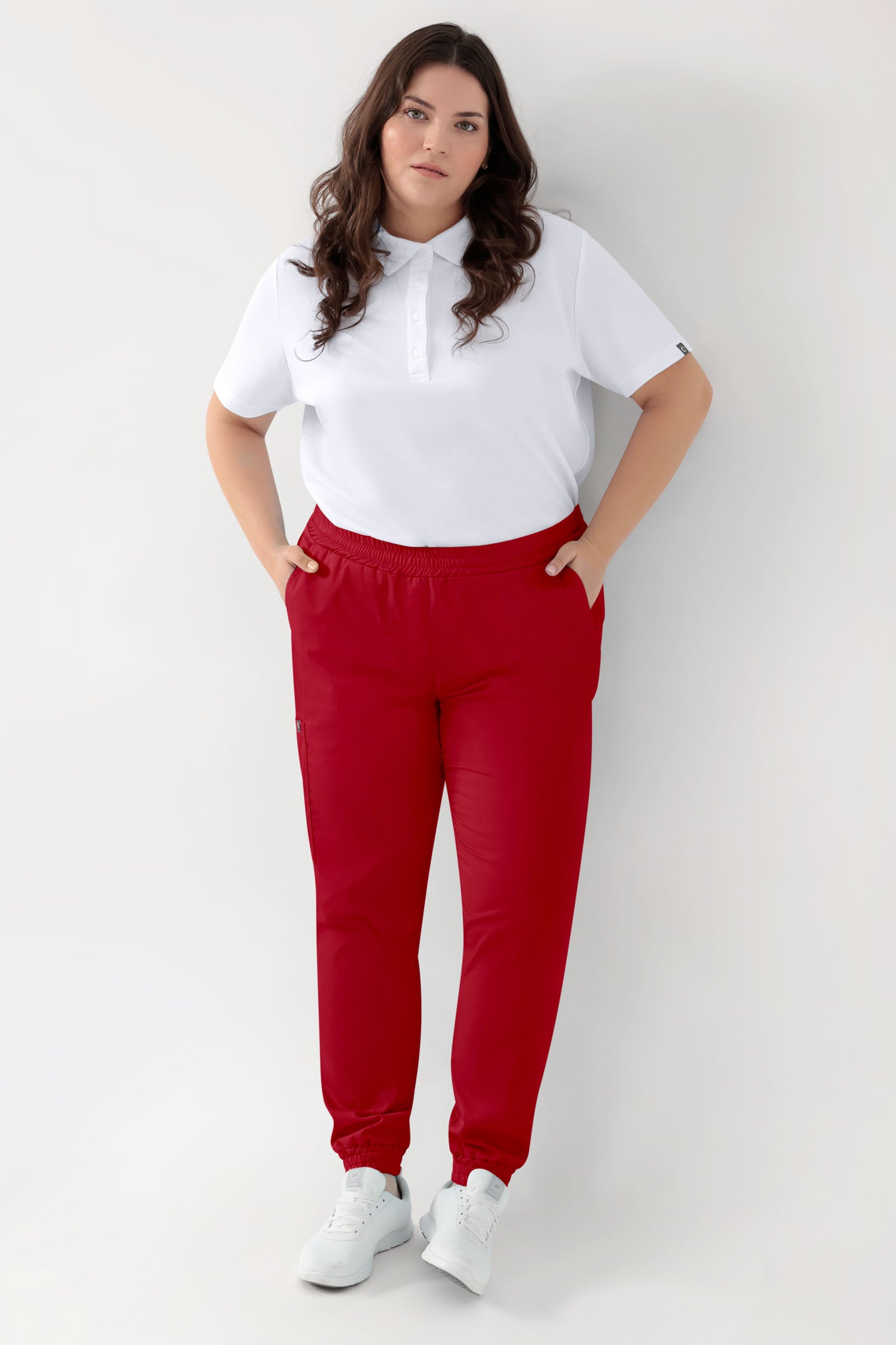 GREEN Stretch Hose Damen - Jogpants Style rot, Vue de face 