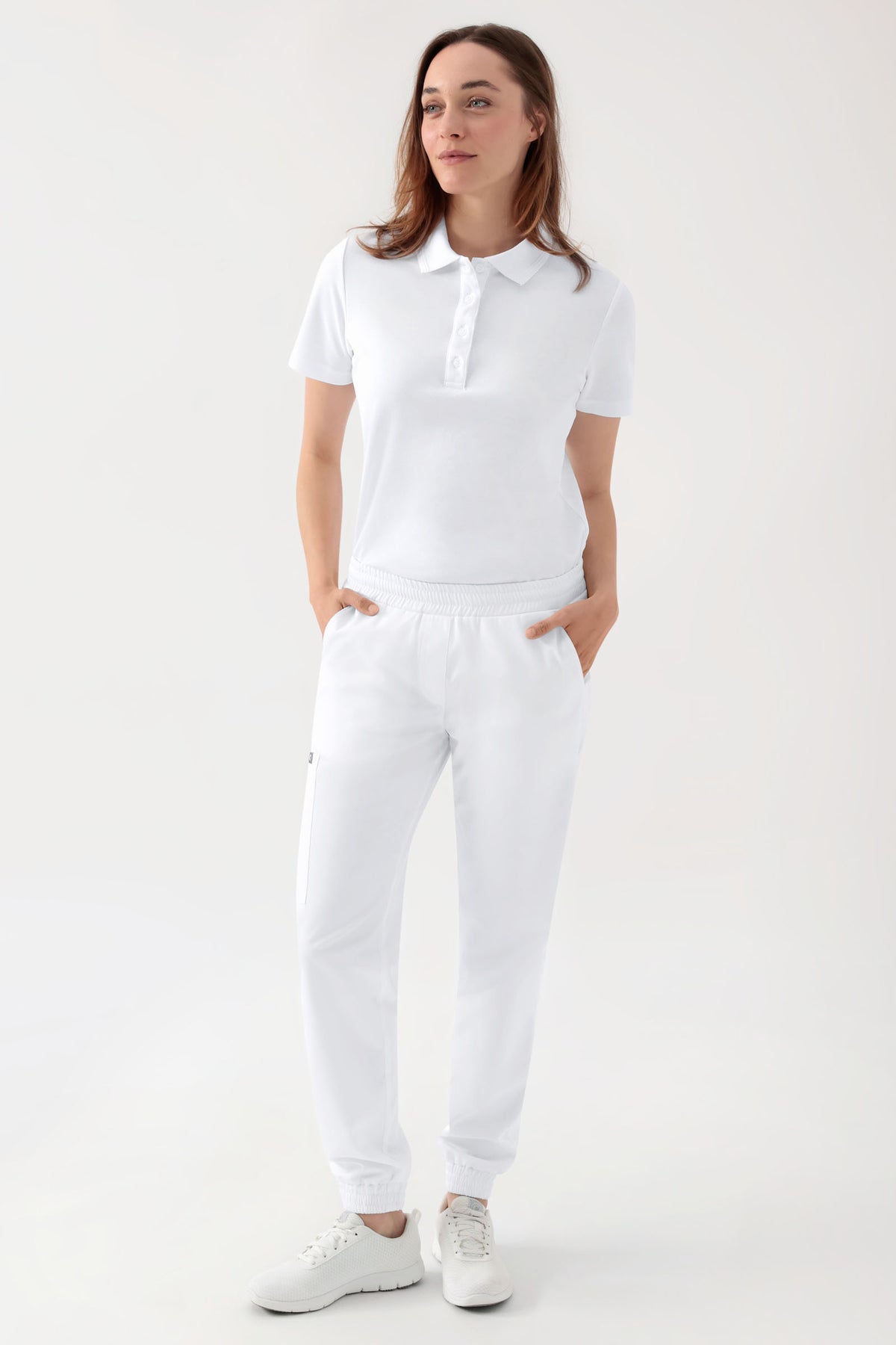 GREEN Stretch Hose Damen - Jogpants Style weiss, Vue de face 