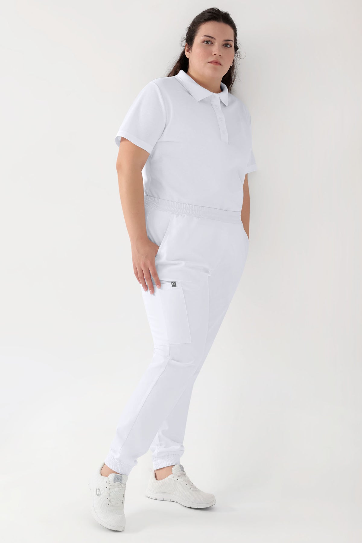 GREEN Stretch Hose Damen - Jogpants Style weiss, Vue de face 