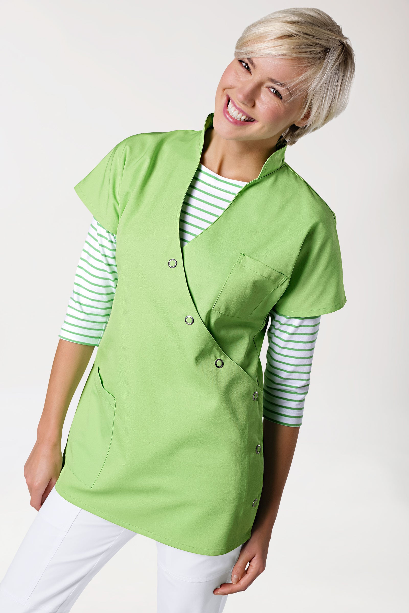 JUST STRONG Kasack Damen - Druckknopfleiste apfelgrün