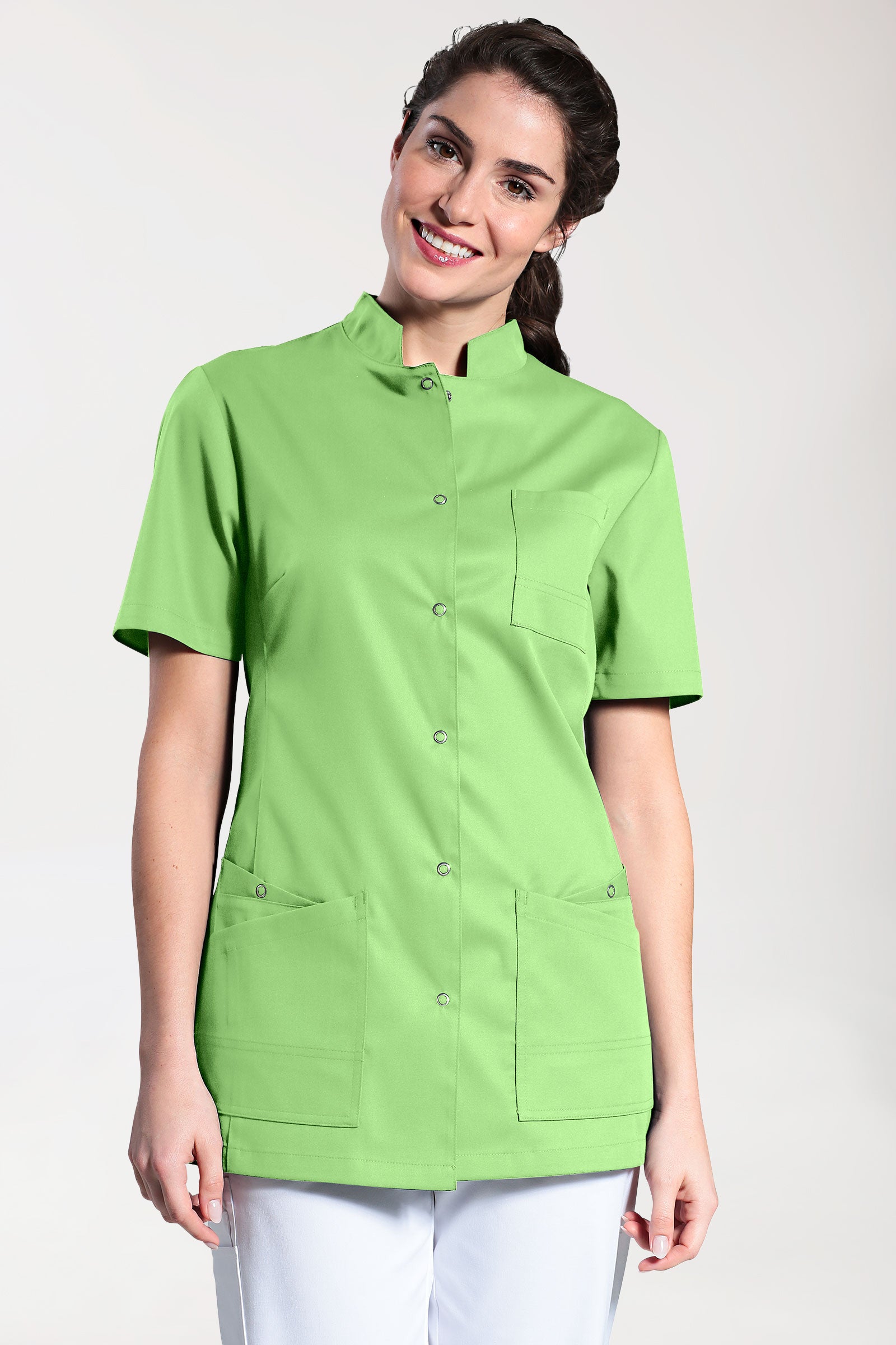 CLINIC STRETCH Kasack Damen - geknöpft apfelgrün