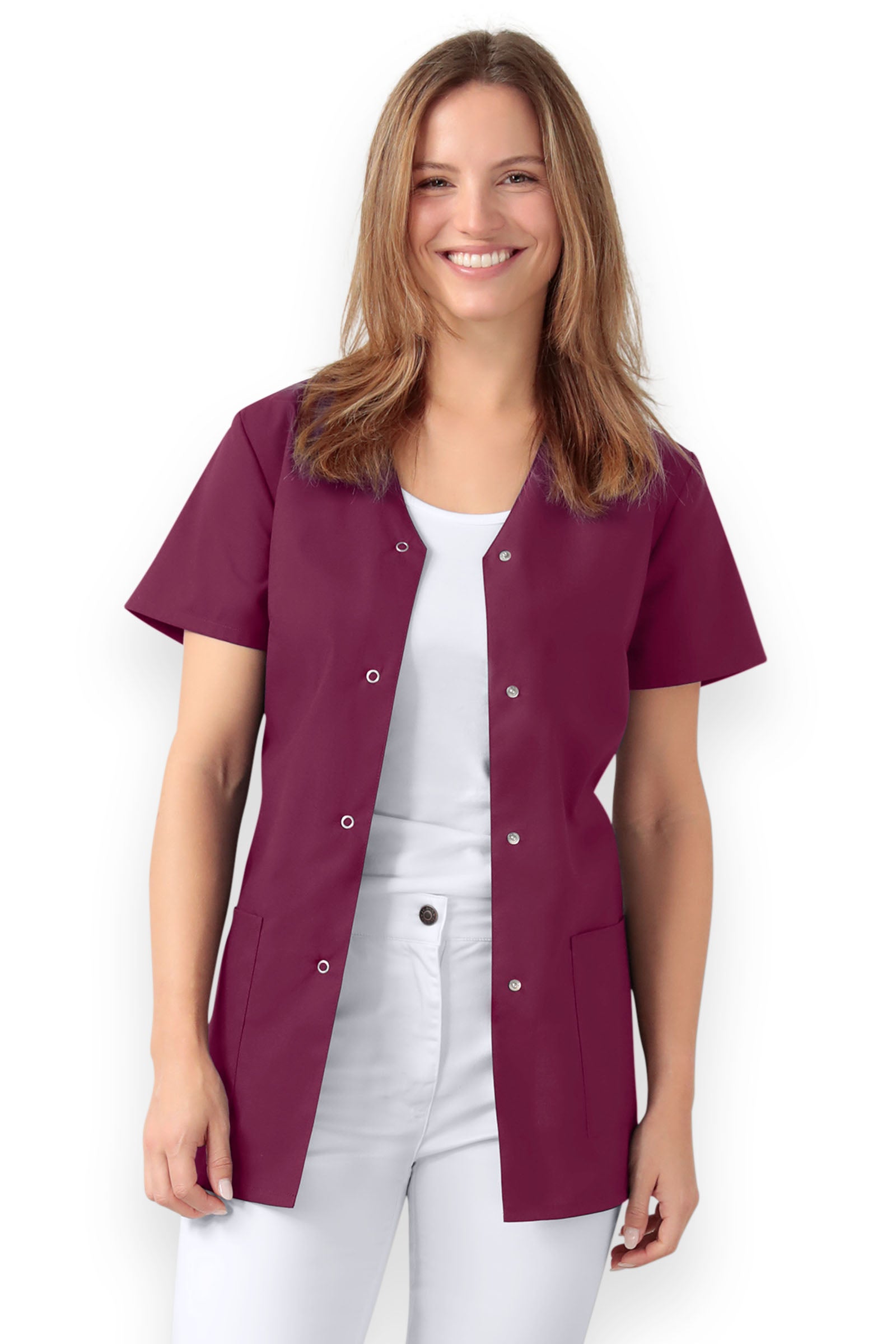 Stretch Kasack Damen - durchgeknöpft berry