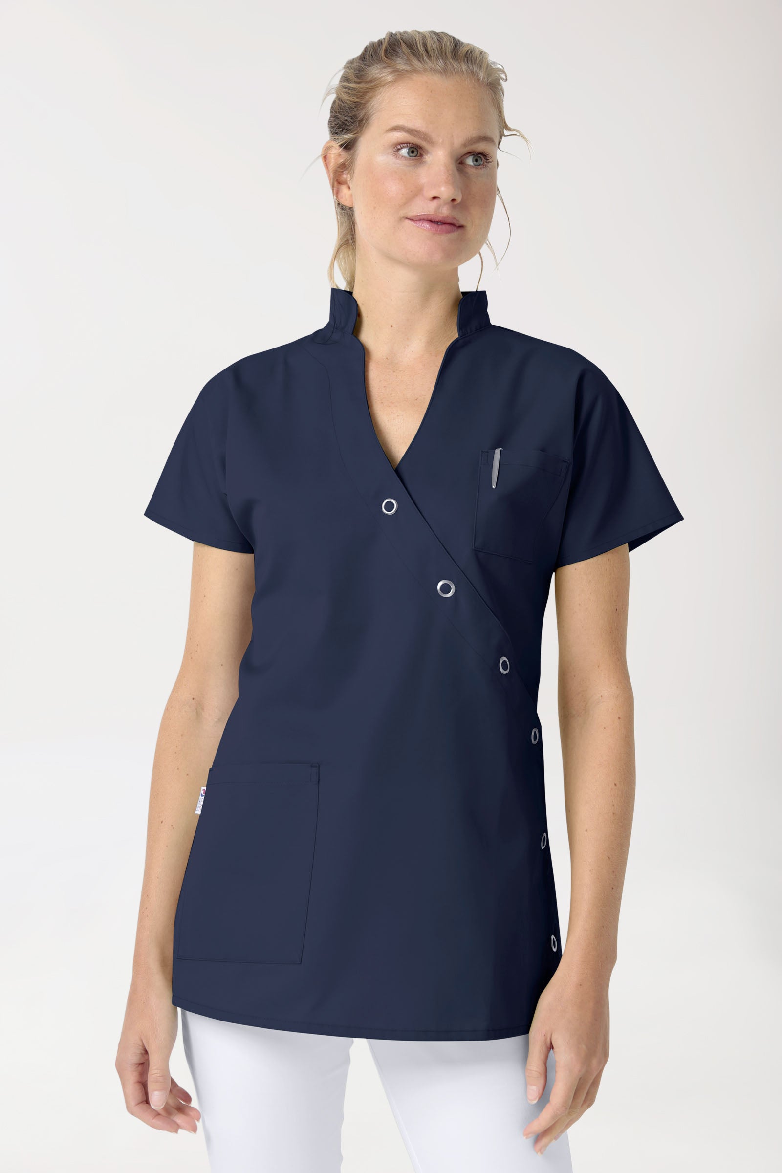 JUST STRONG Kasack Damen - Druckknopfleiste navy, Vorderansicht 