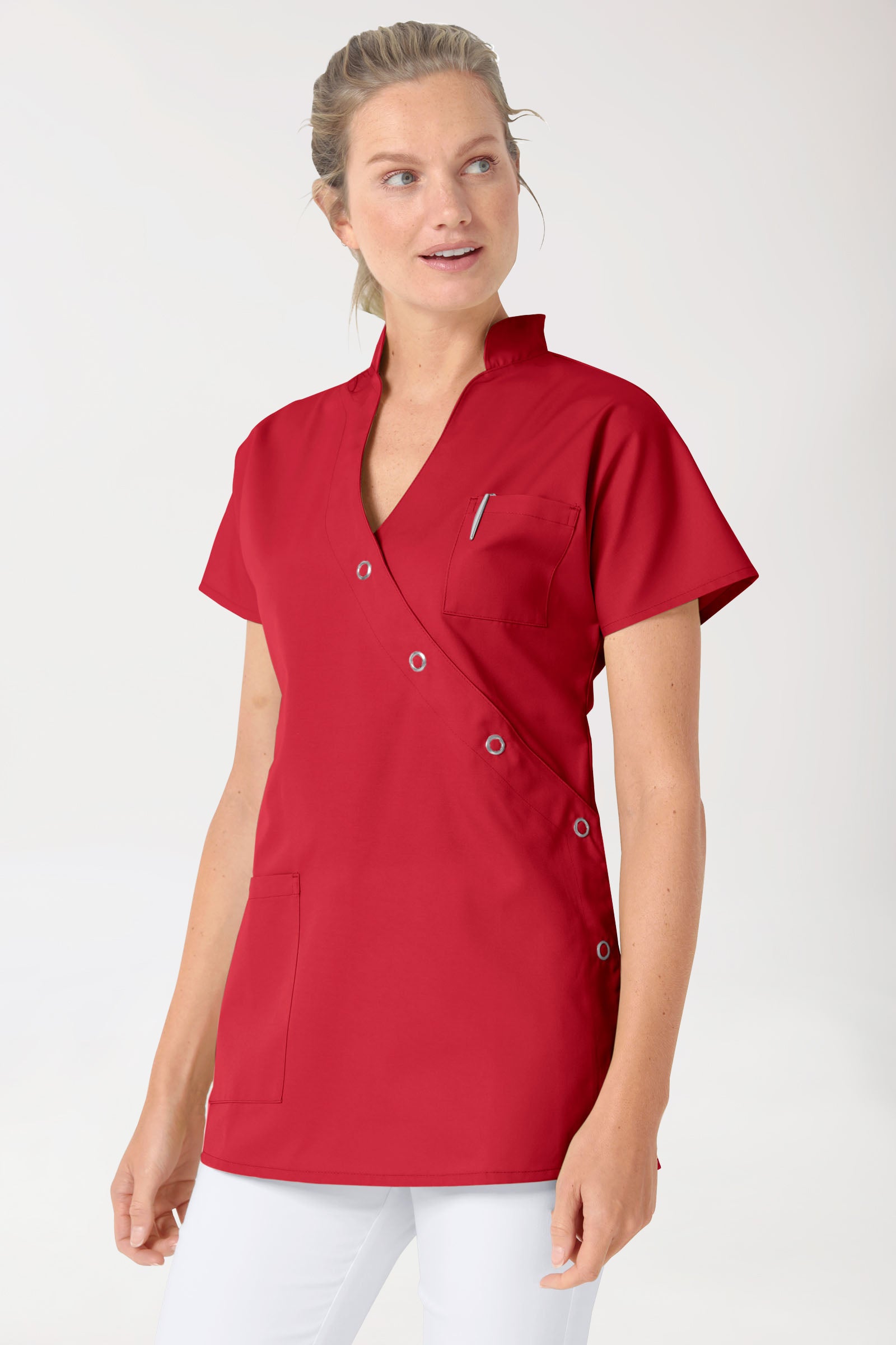 JUST STRONG Kasack Damen - Druckknopfleiste rot