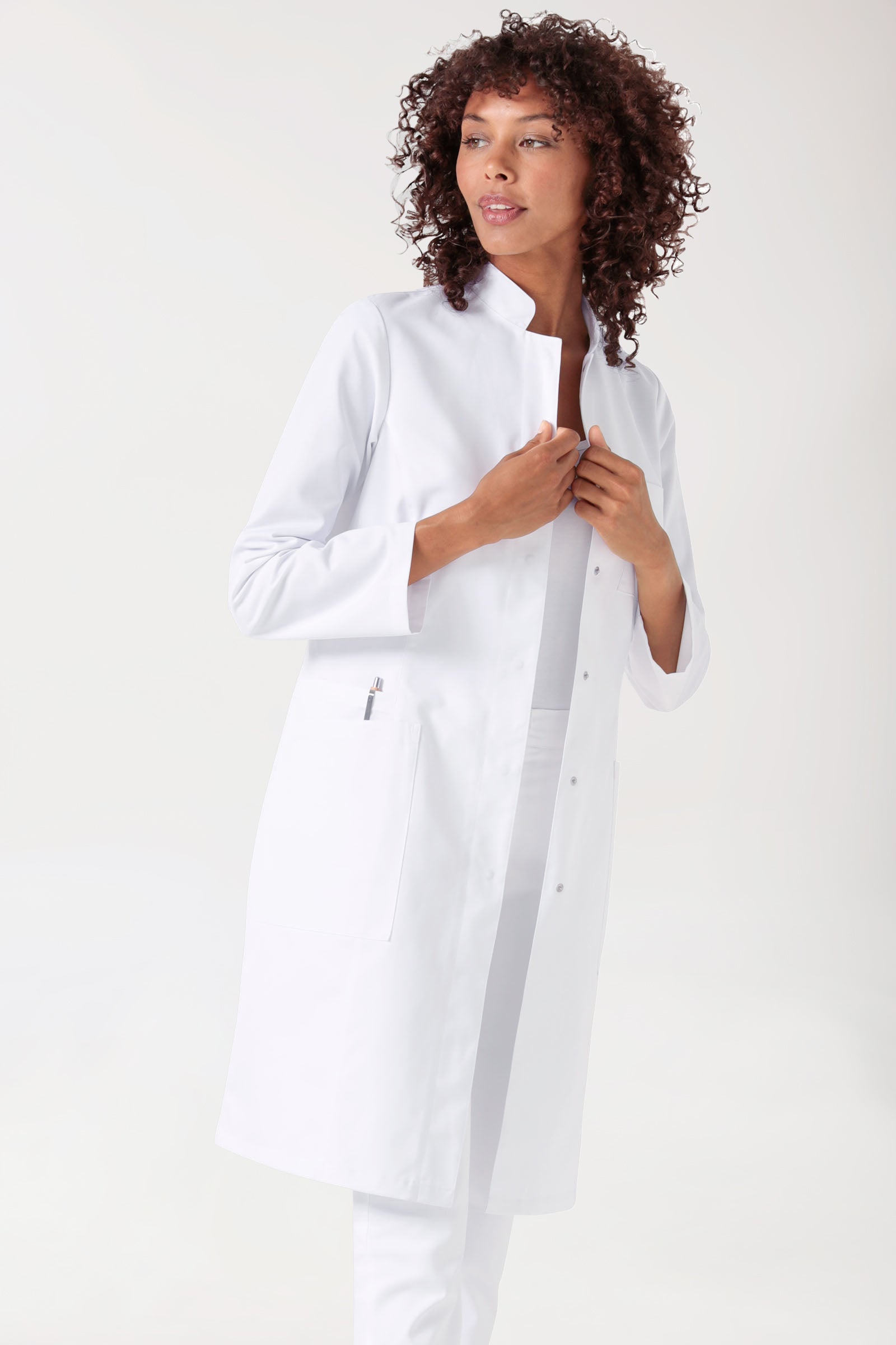 Mantel Damen - Stehkragen weiss