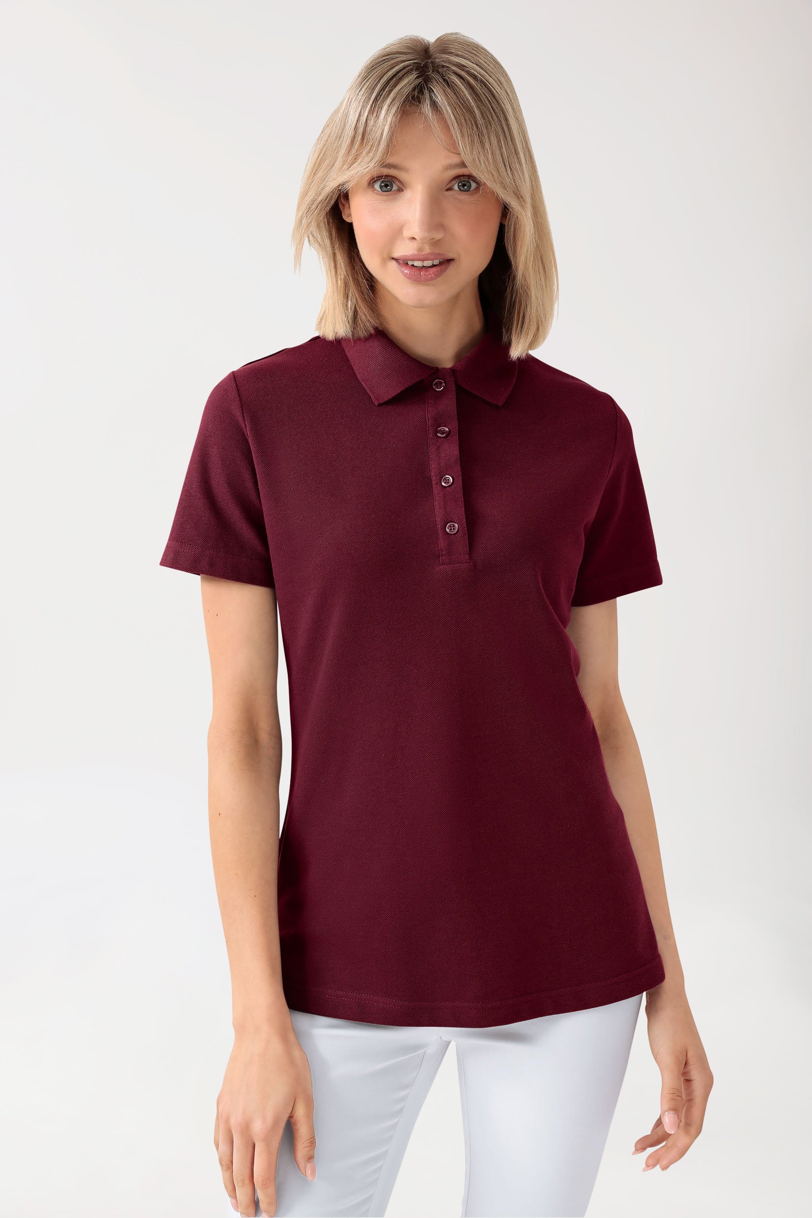 CORE Shirt Damen - Polokragen bordeaux