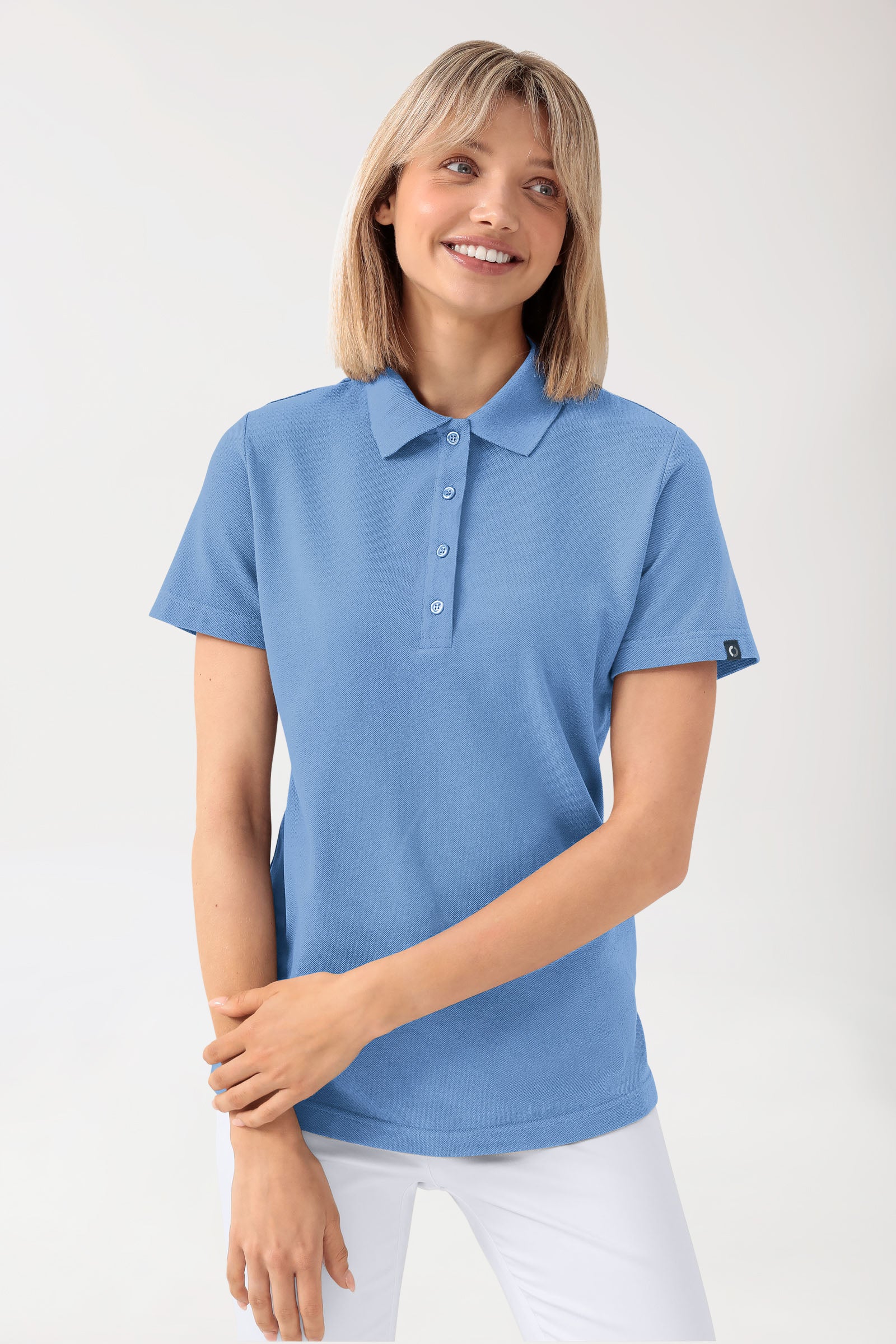 CORE Shirt Damen - Polokragen himmelblau, Vue de face 