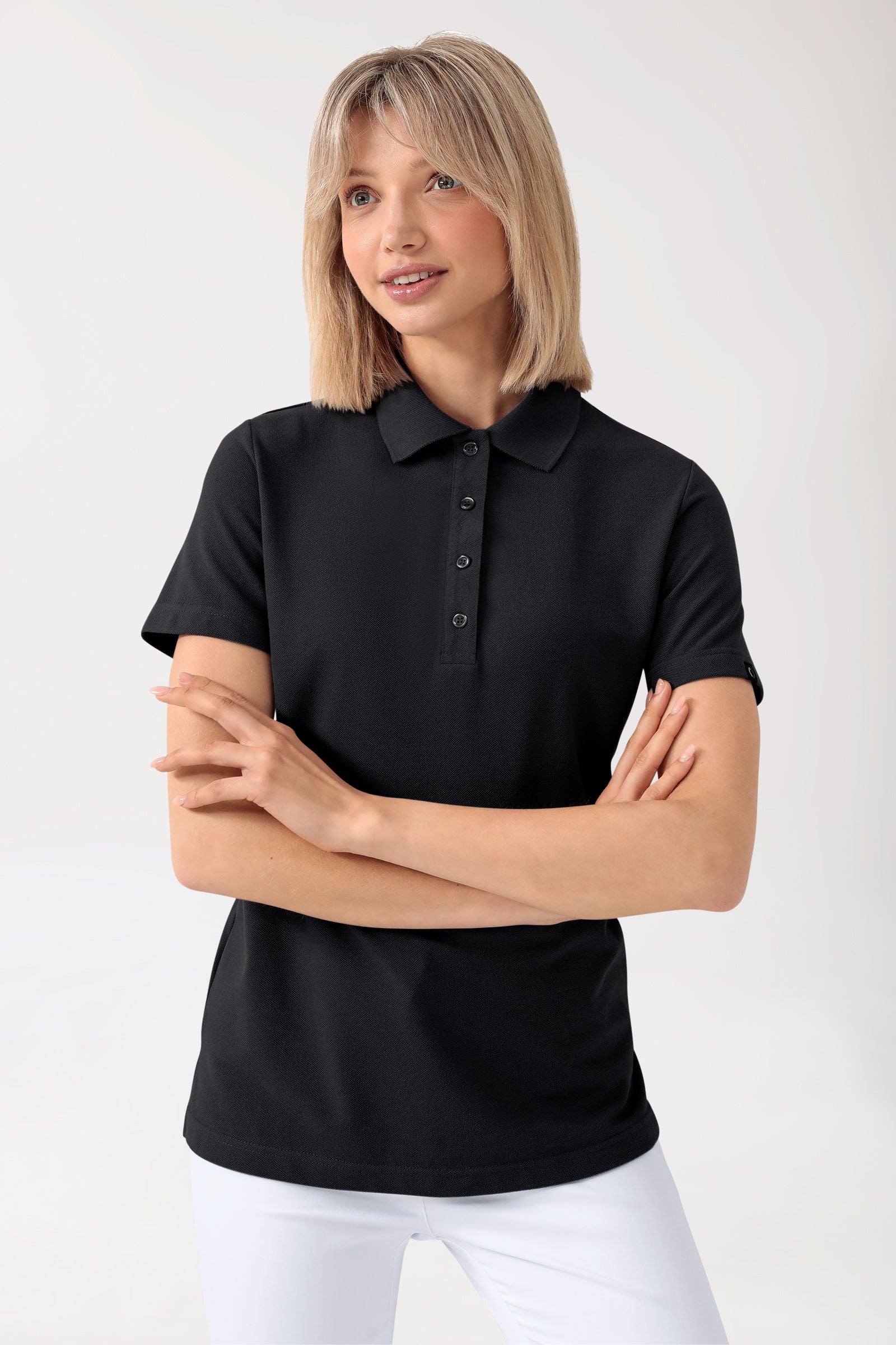 CORE Shirt Damen - Polokragen schwarz, Vue de face 