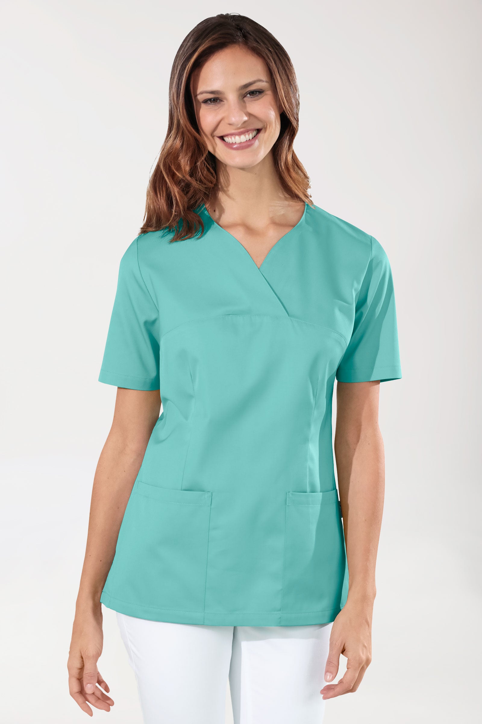 CORE Schlupfkasack Damen - Herzausschnitt aqua green, Vorderansicht 