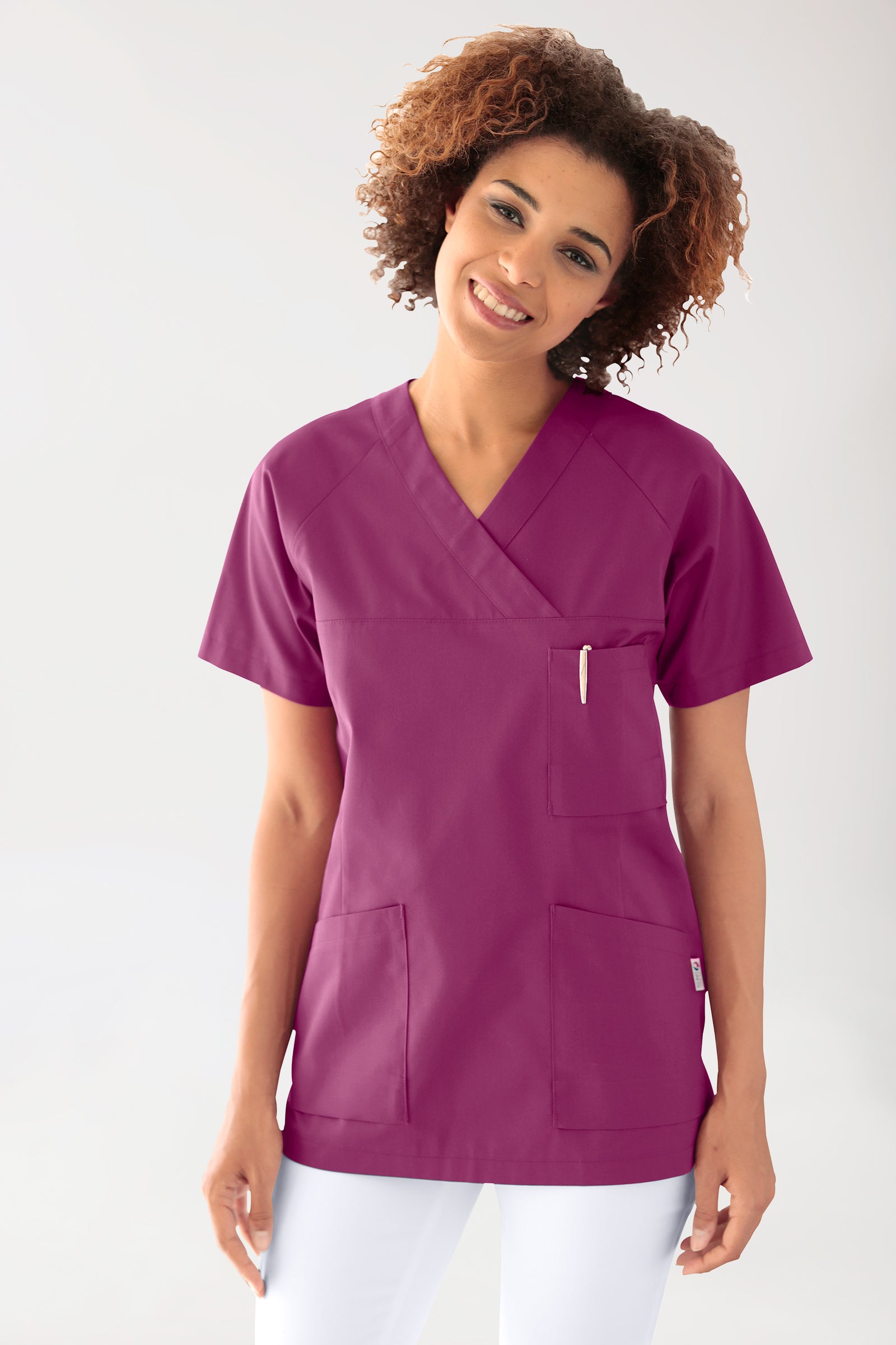 CORE Schlupfkasack Damen - 3er-Pack - V-Ausschnitt berry