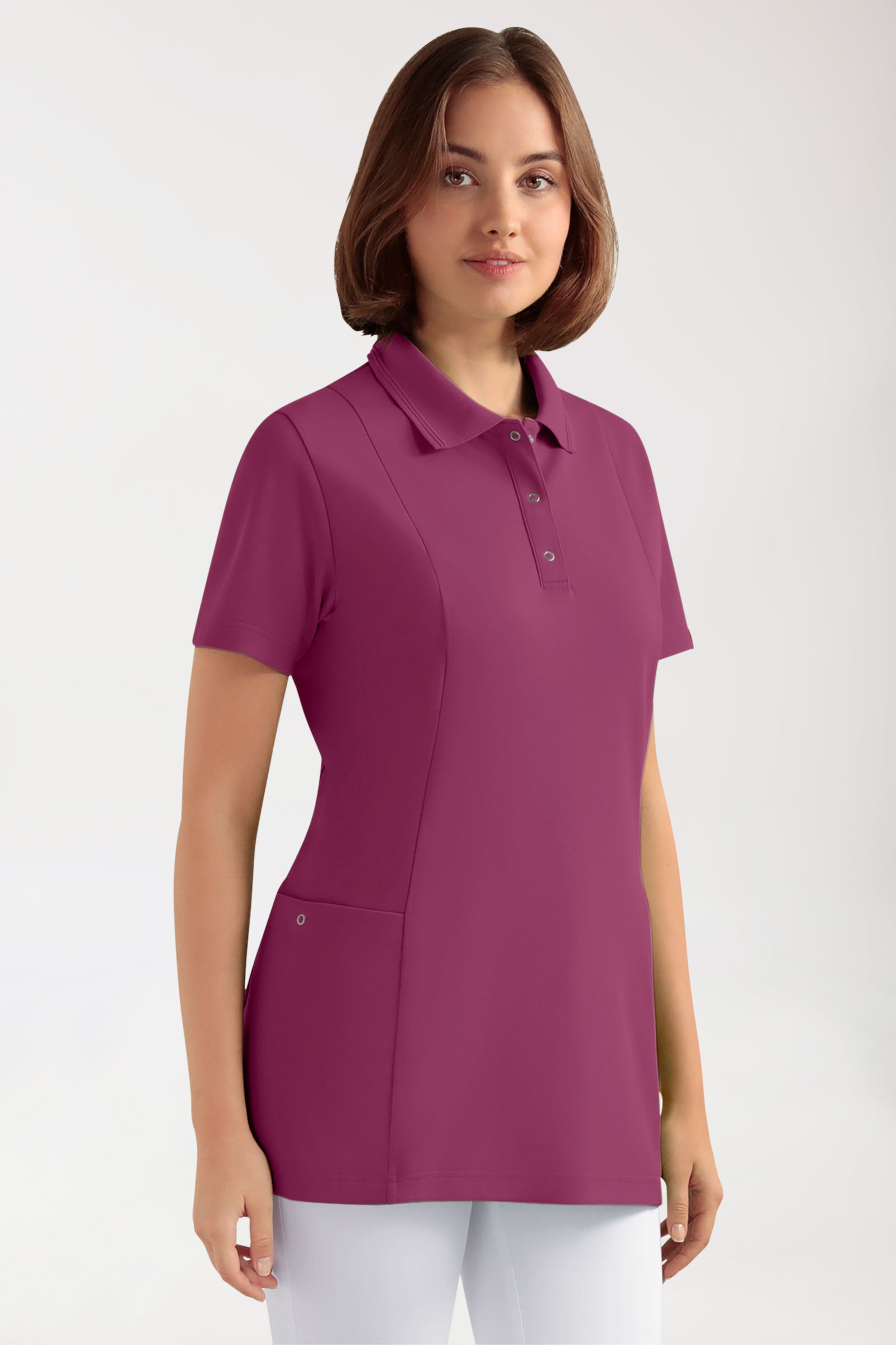COMFY FLEX Stretch Schlupfkasack Damen - Polokragen berry, Vue de face 