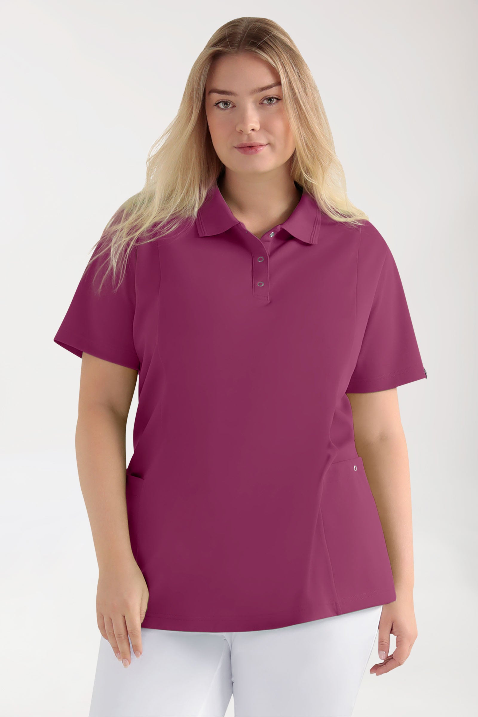 COMFY FLEX Stretch Schlupfkasack Damen - Polokragen berry, Vue de face 