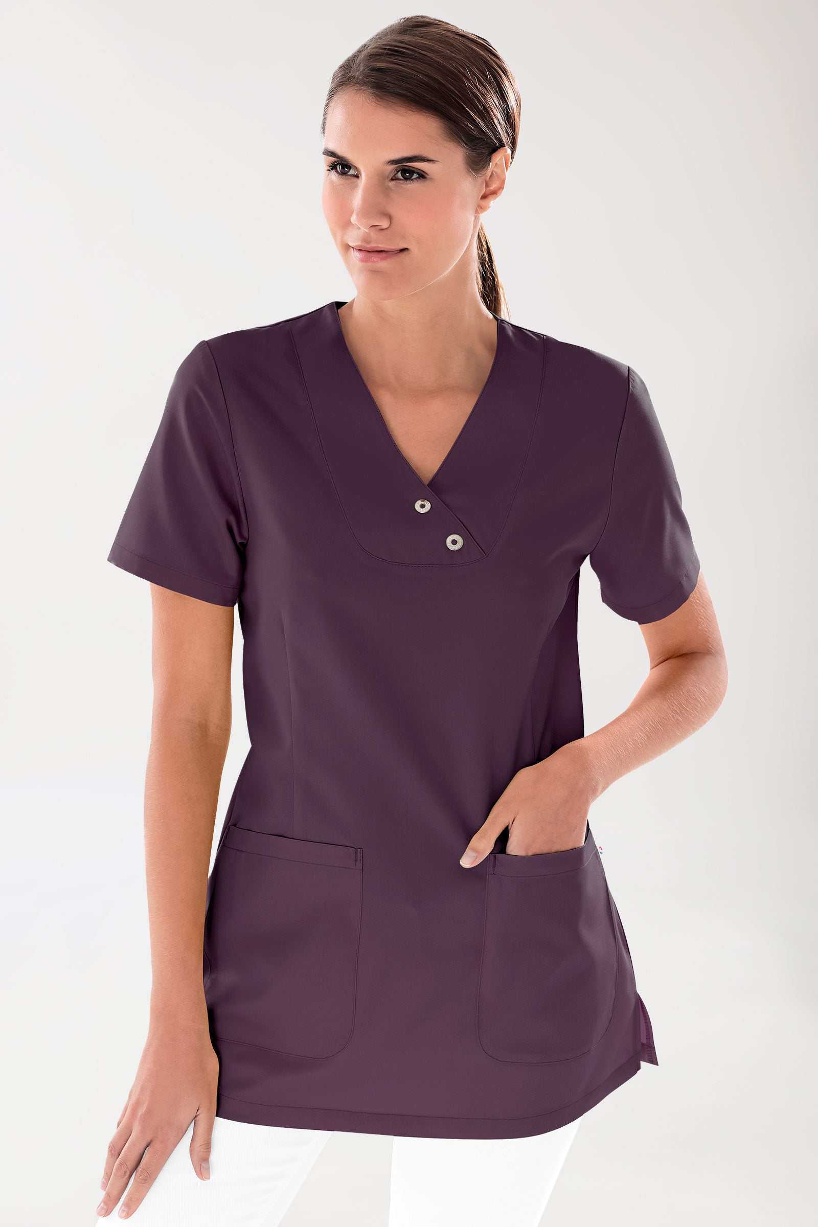 GREEN Schlupfkasack Damen - Druckknöpfe black berry