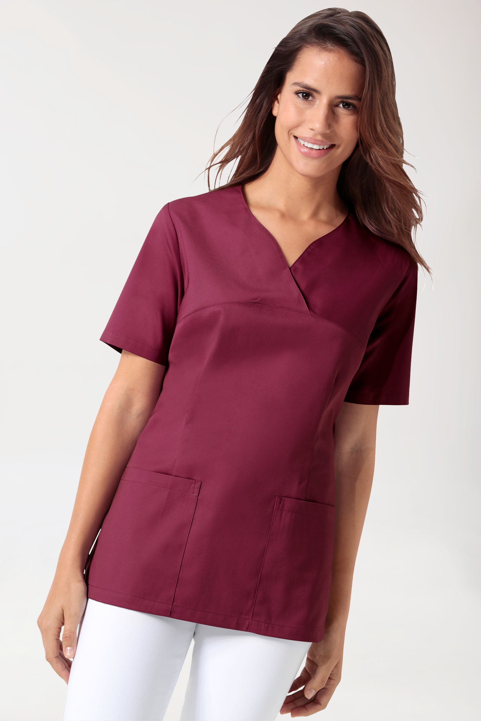 CORE Schlupfkasack Damen - Herzausschnitt bordeaux, Vorderansicht 