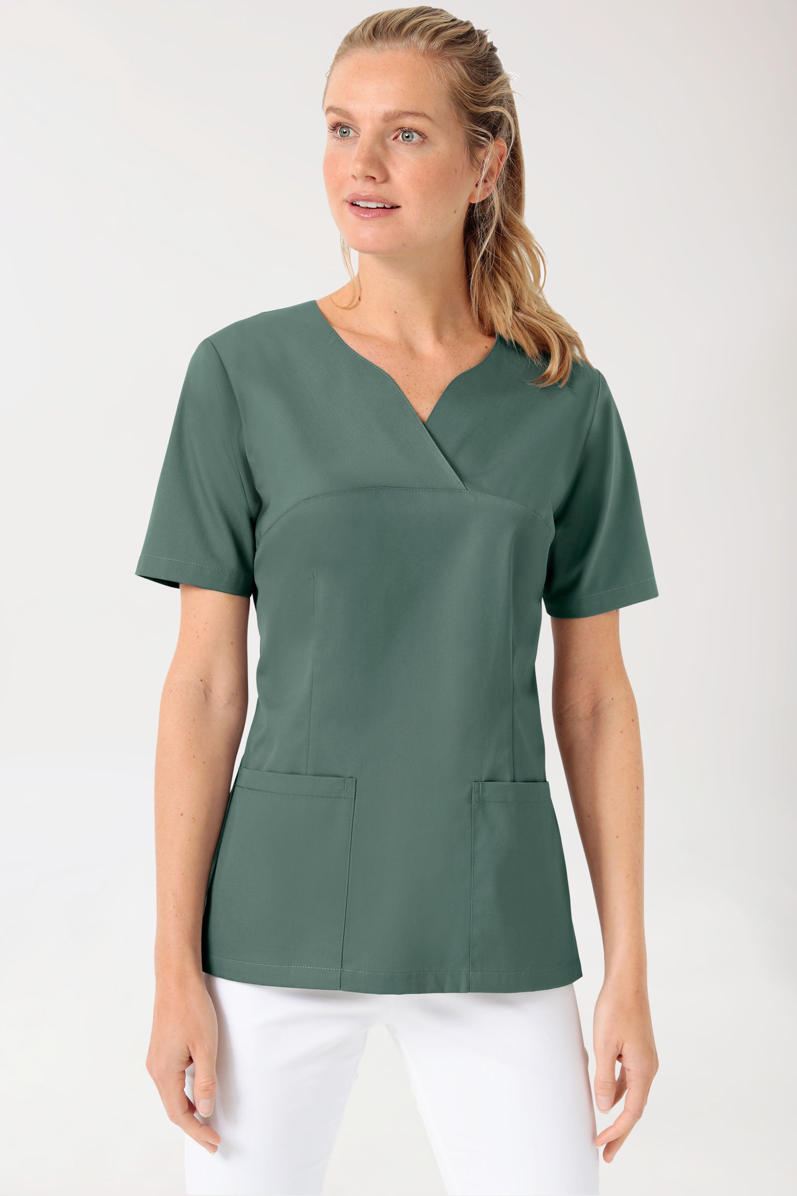 CORE Schlupfkasack Damen - Herzausschnitt dunkelgrün