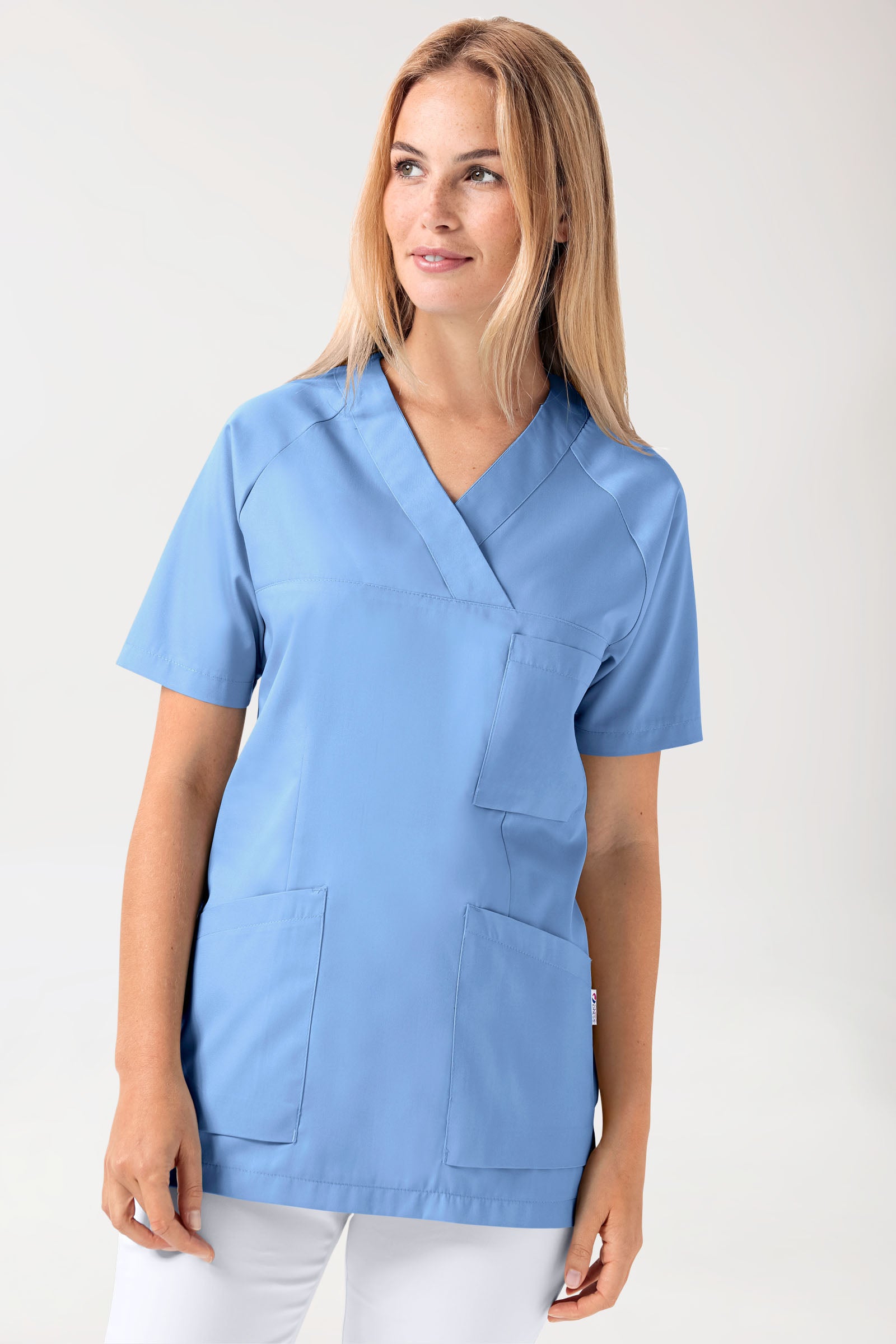 CORE Schlupfkasack Damen - V-Ausschnitt himmelblau, Vue de face 