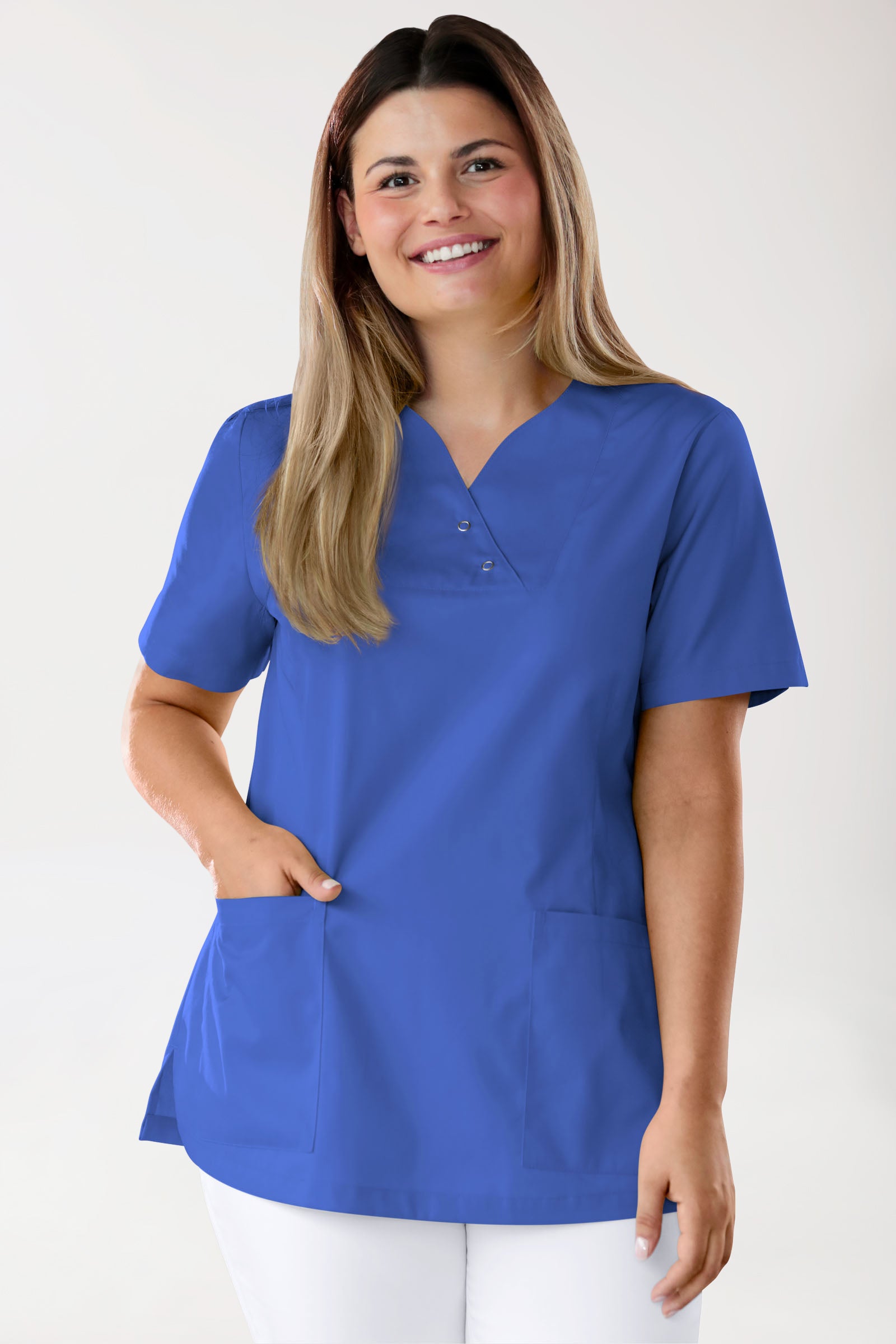 CORE Schlupfkasack Damen curved fit - mit Druckknöpfen königsblau