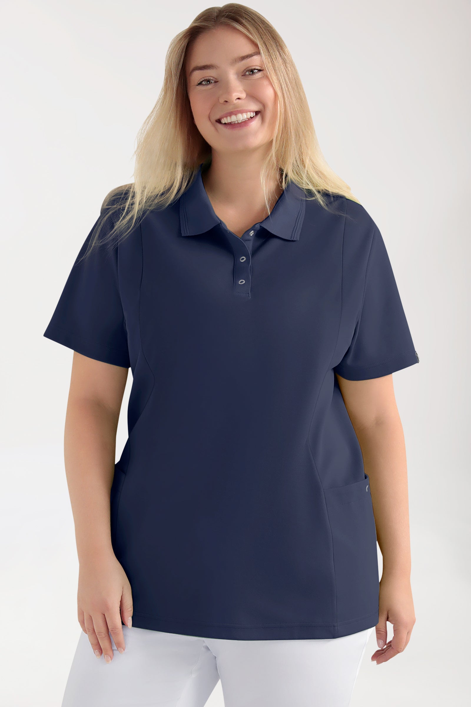 COMFY FLEX Stretch Schlupfkasack Damen - Polokragen navy, Vue de face 