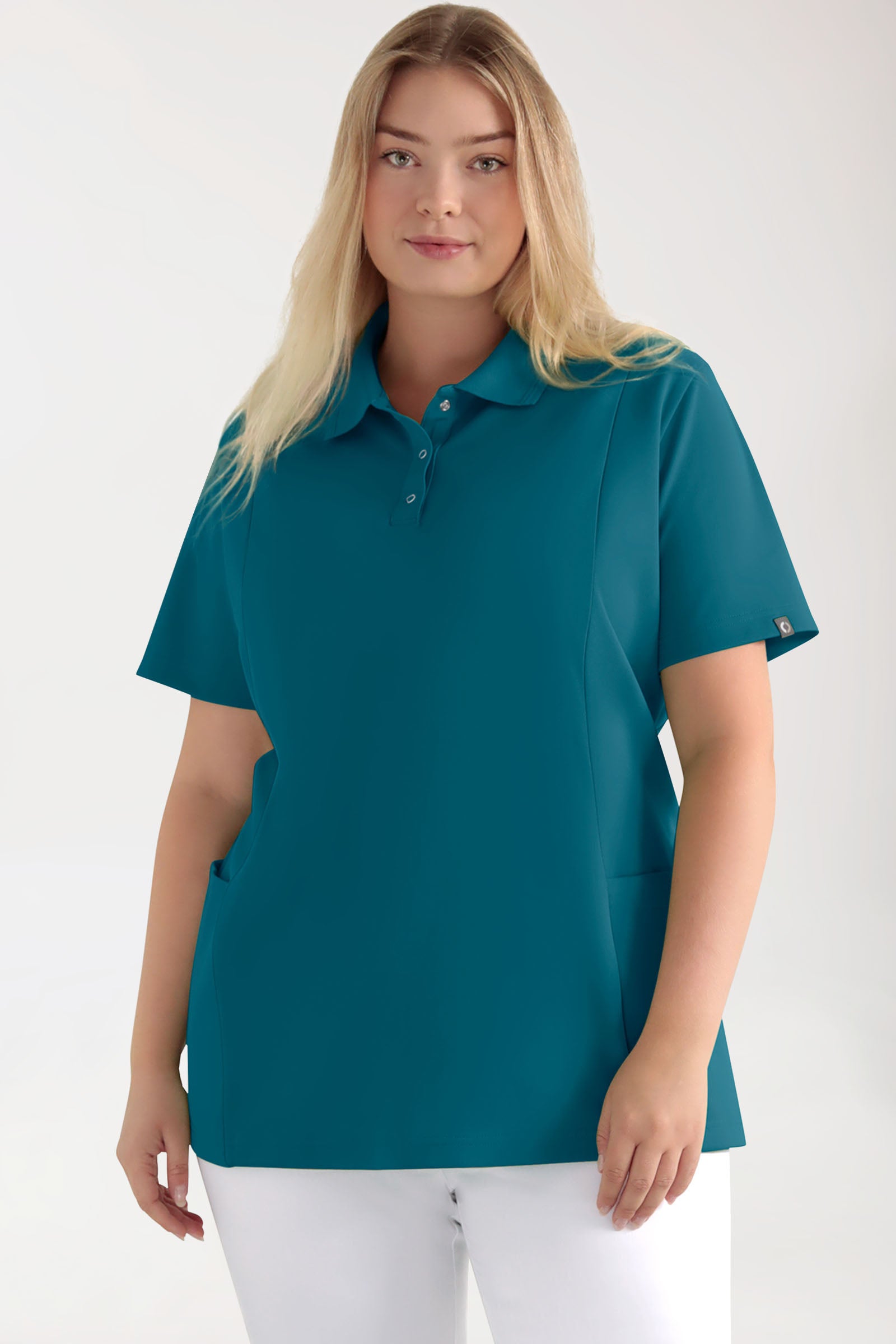 COMFY FLEX Stretch Schlupfkasack Damen - Polokragen petrol, Vue de face 