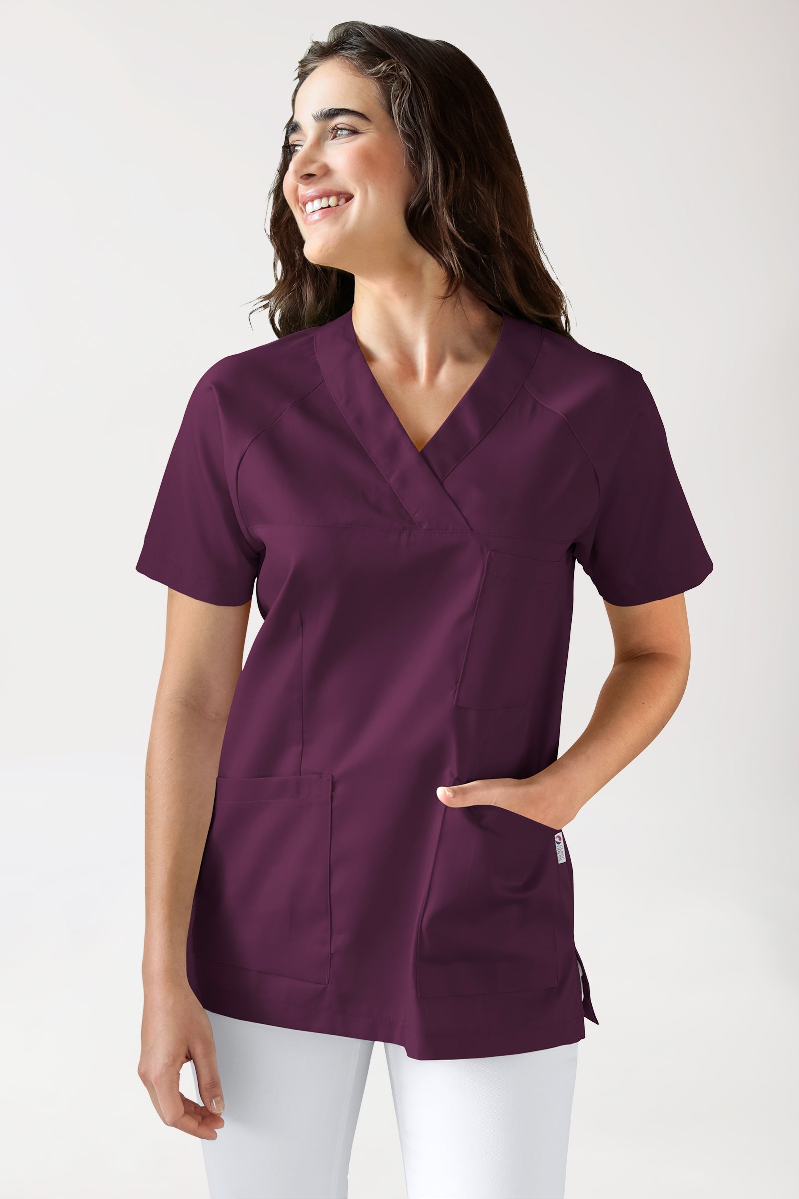 CORE Schlupfkasack Damen - 3er-Pack - V-Ausschnitt pflaume