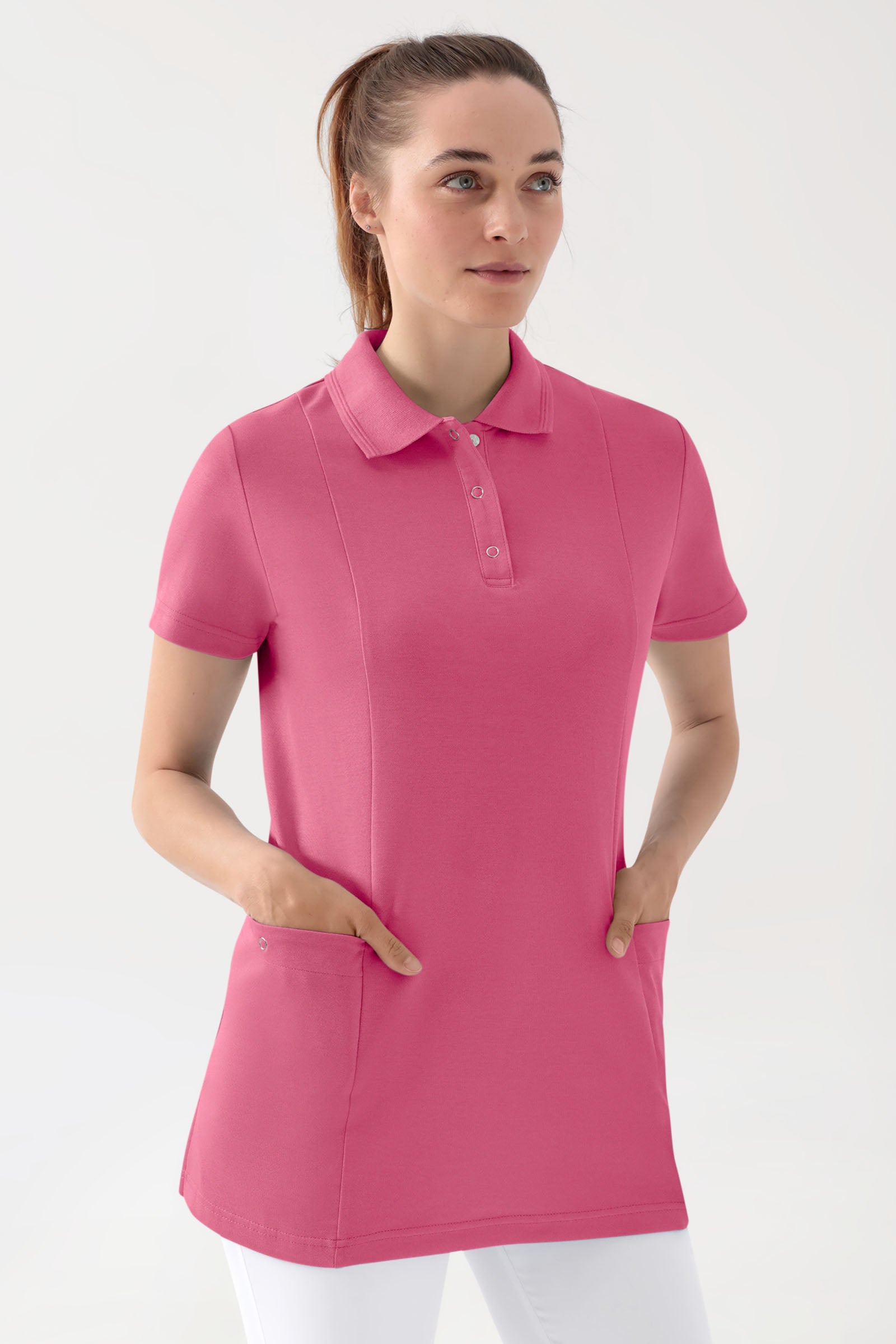 COMFY FLEX Stretch Schlupfkasack Damen - Polokragen rosenholz