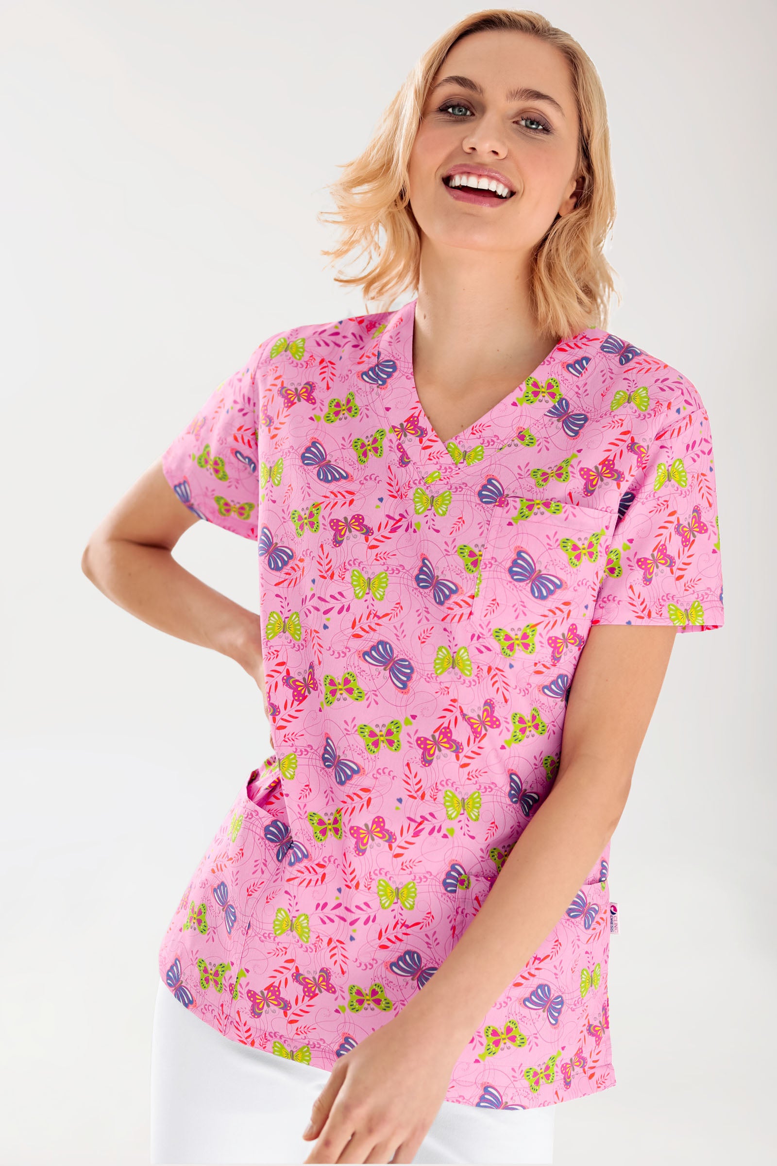 Leichter Schlupfkasack Damen - Alloverprint rosy pink/bunt