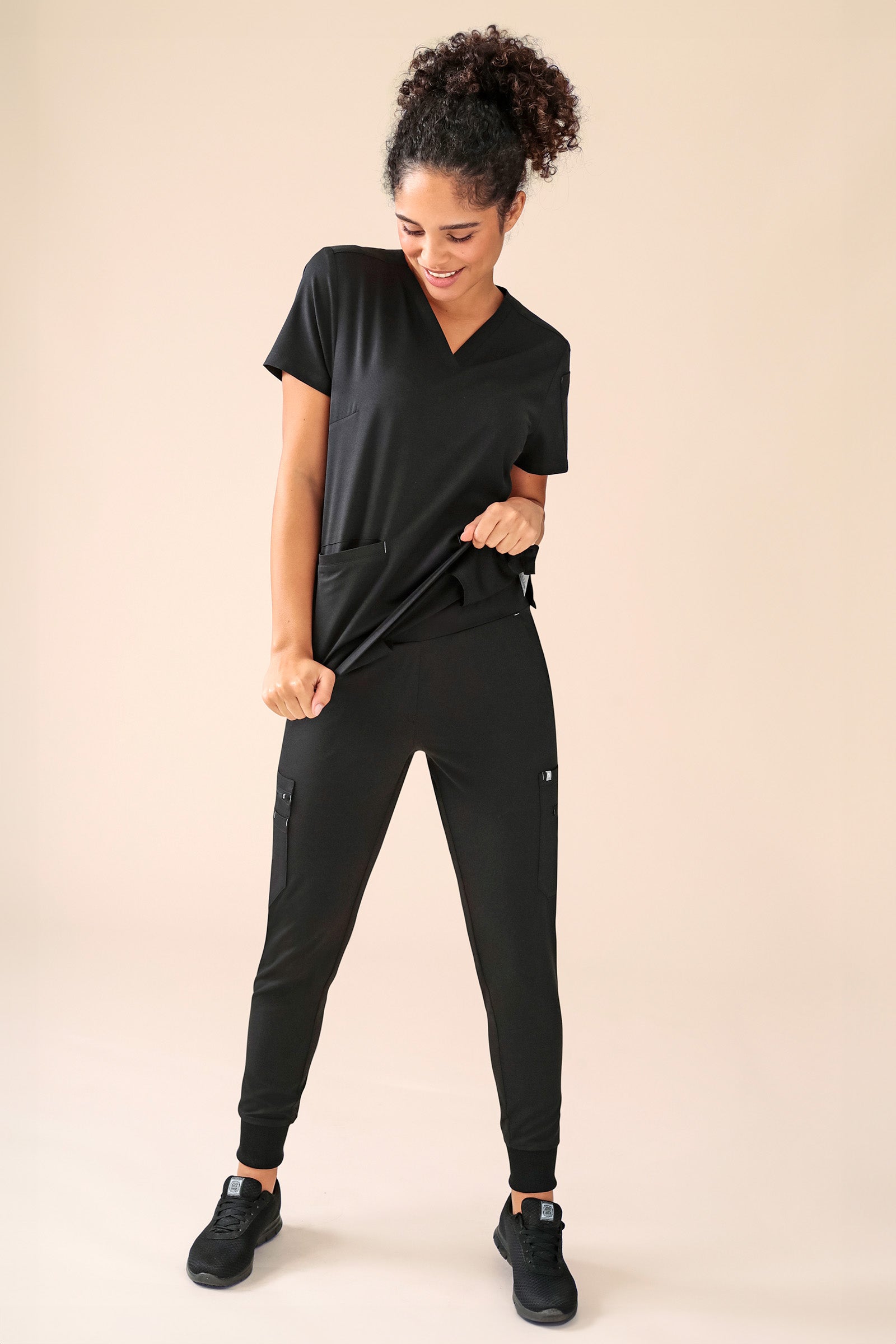 KAERE Schlupfkasack Damen - 3er Pack - V-Ausschnitt schwarz, Vue de face 
