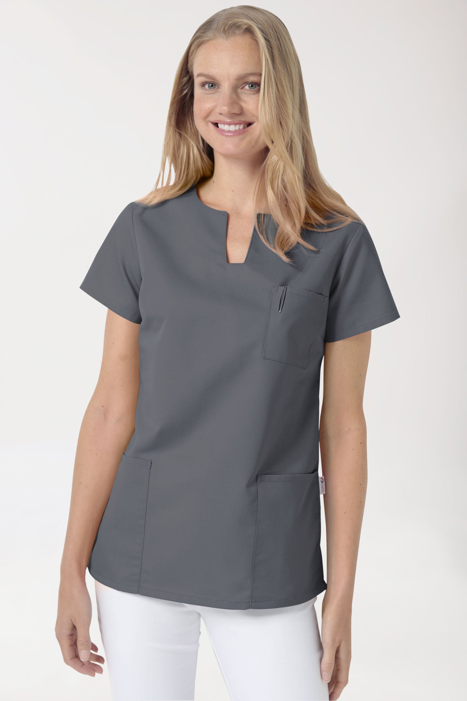 JUST STRONG Schlupfkasack Damen - eckiger Ausschnitt steingrau