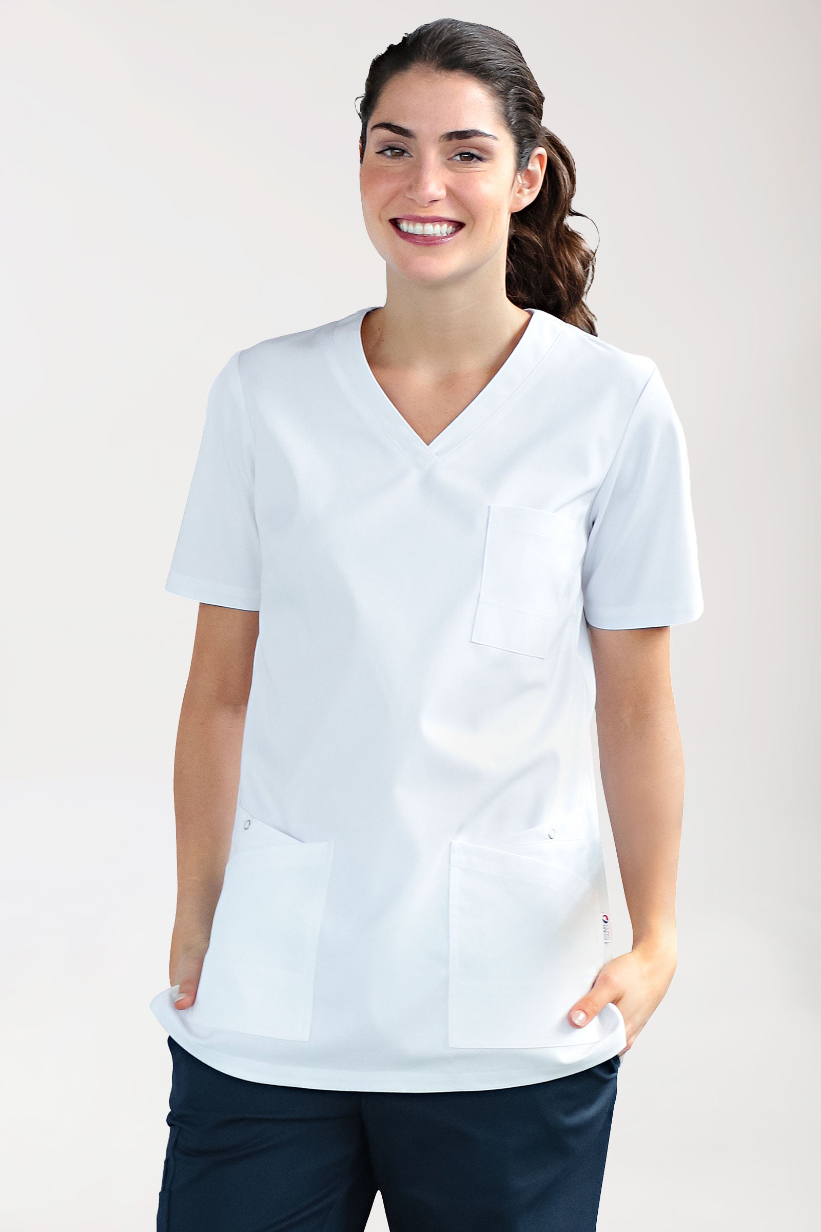 CLINIC STRETCH Schlupfkasack Damen - 1/2 Arm weiss